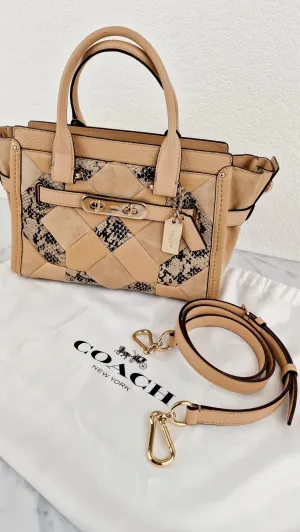 Coach Swagger 27 Patchwork Beechwood Patchwork & Snake Embossed Leather & Suede - Coach 37188