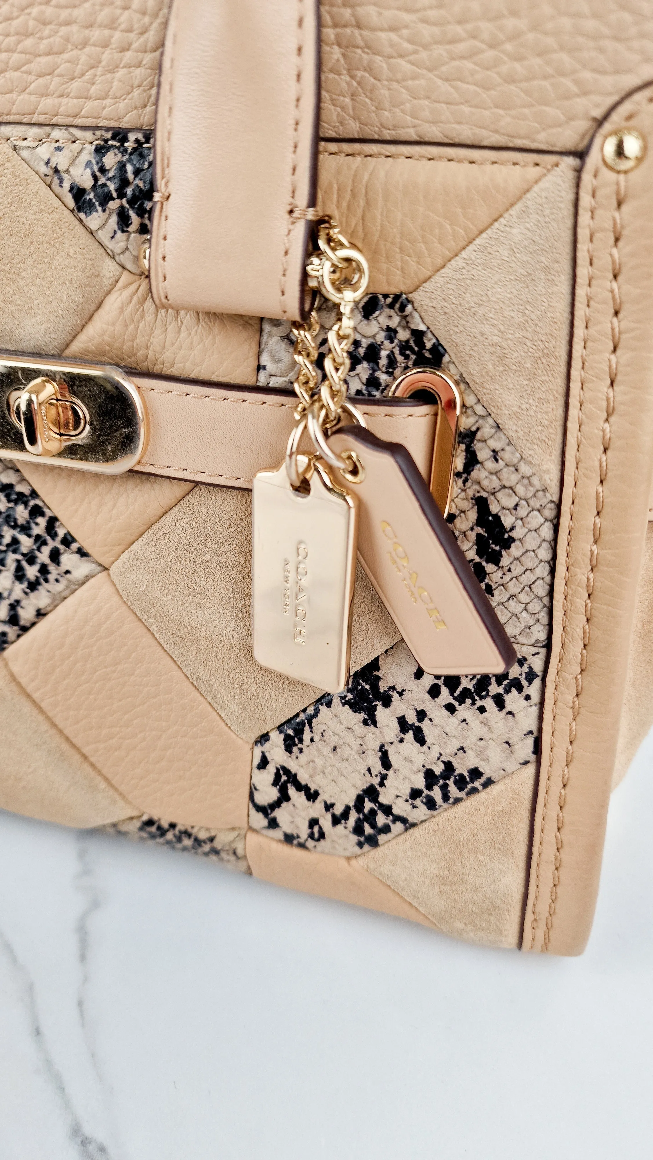 Coach Swagger 27 Patchwork Beechwood Patchwork & Snake Embossed Leather & Suede - Coach 37188