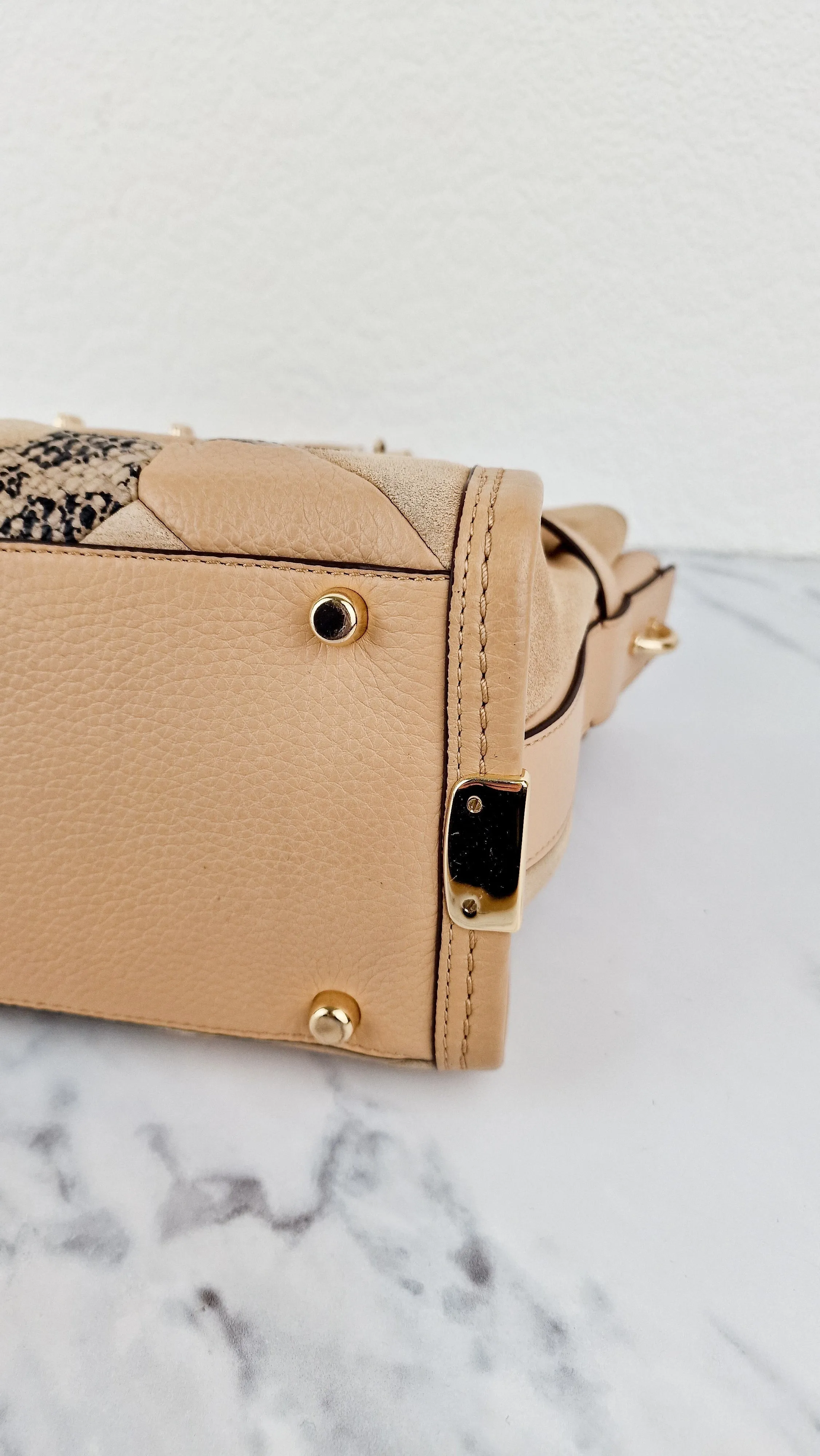 Coach Swagger 27 Patchwork Beechwood Patchwork & Snake Embossed Leather & Suede - Coach 37188