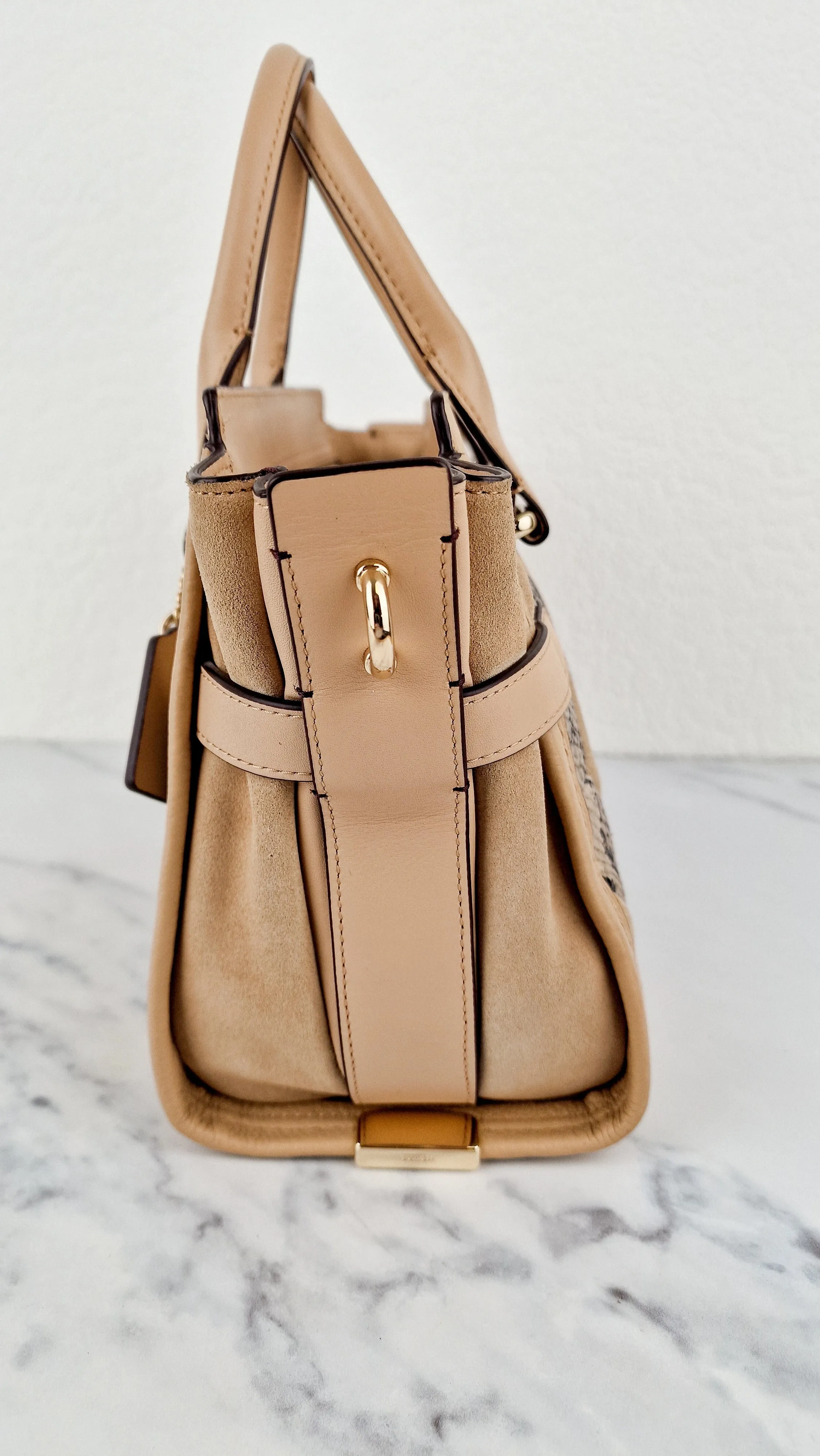 Coach Swagger 27 Patchwork Beechwood Patchwork & Snake Embossed Leather & Suede - Coach 37188