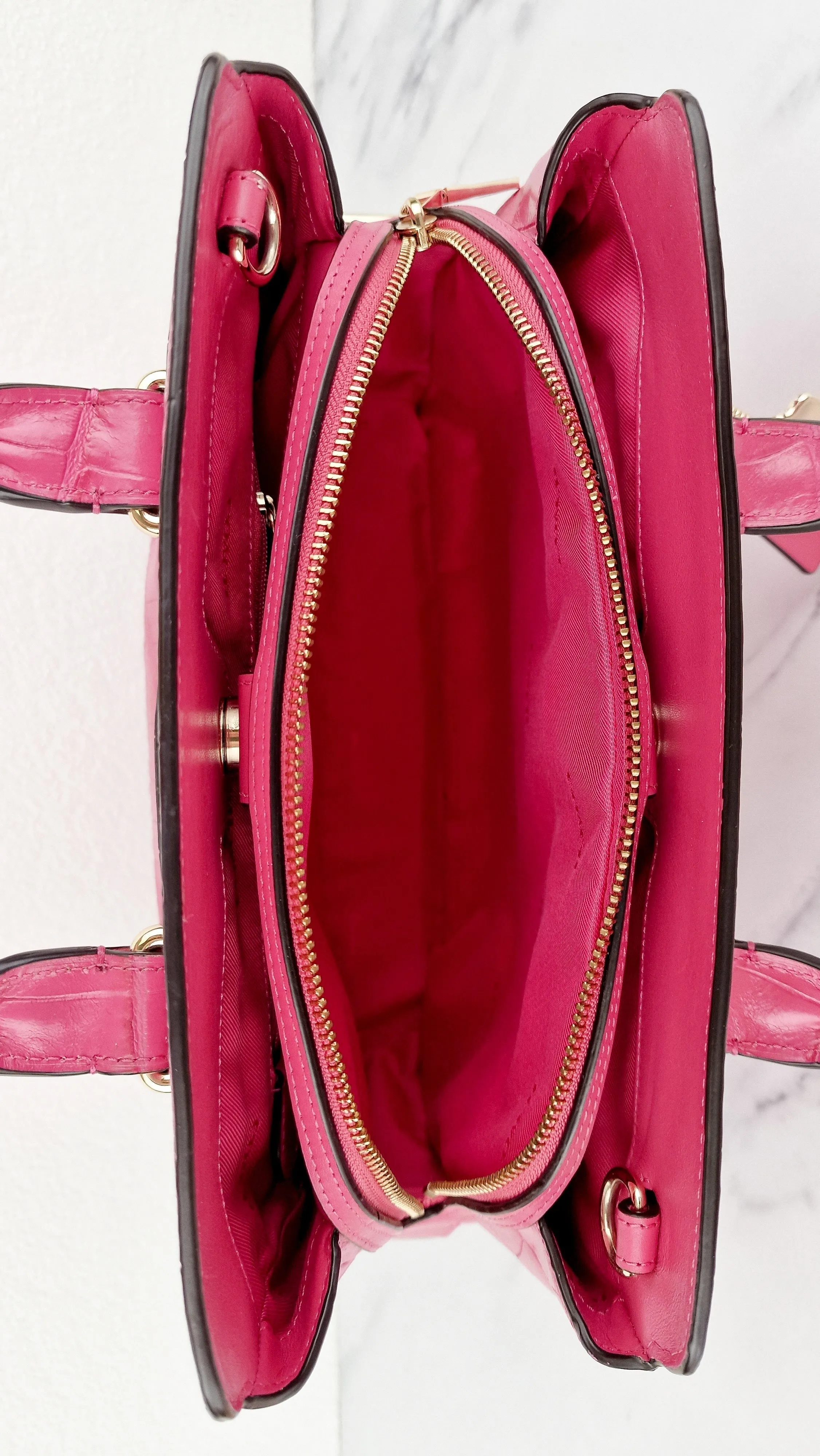 Coach Swagger Frame Bag in Pink Croc Embossed Leather - Handbag Crossbody Bag - Coach 37998