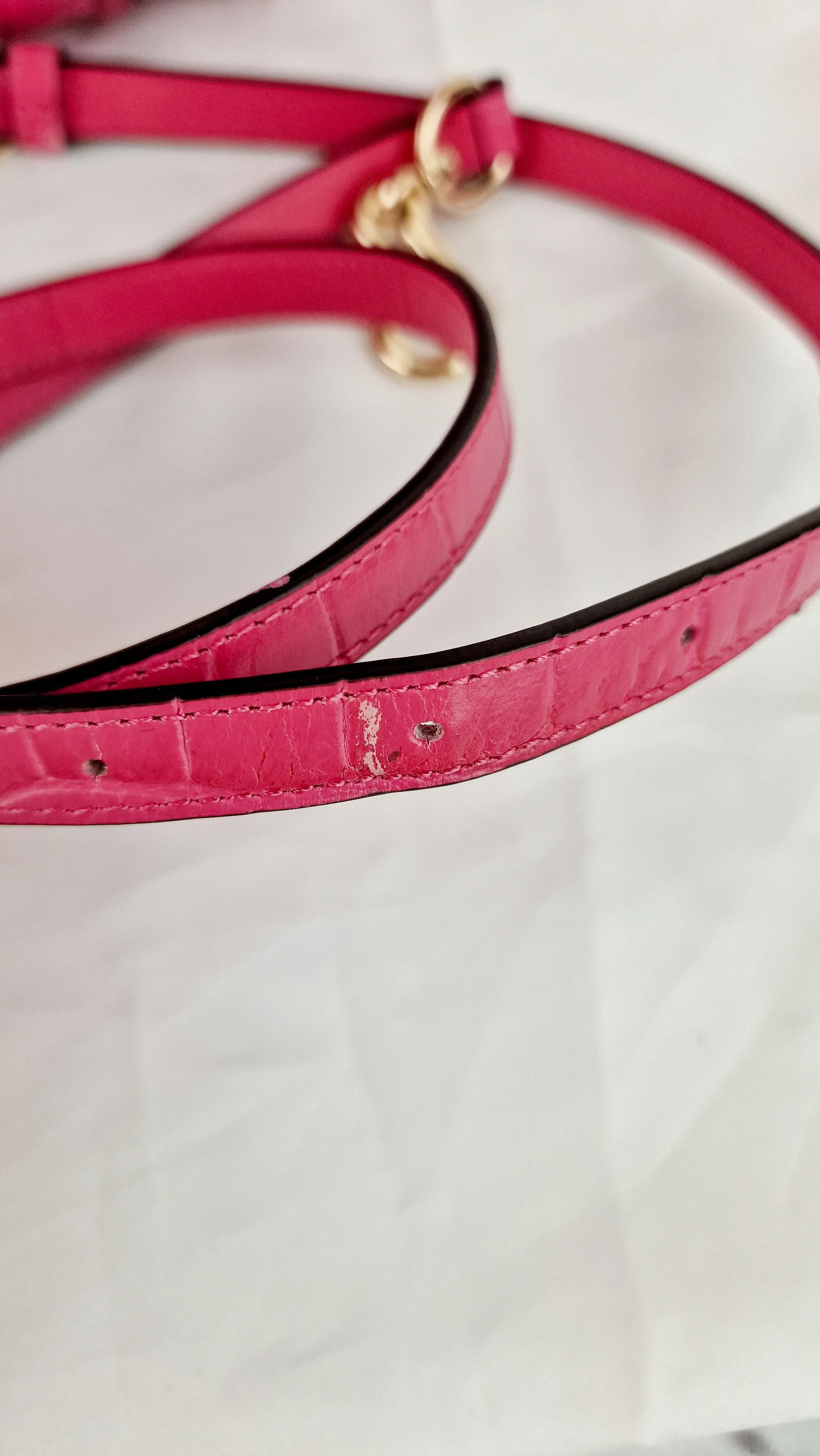 Coach Swagger Frame Bag in Pink Croc Embossed Leather - Handbag Crossbody Bag - Coach 37998