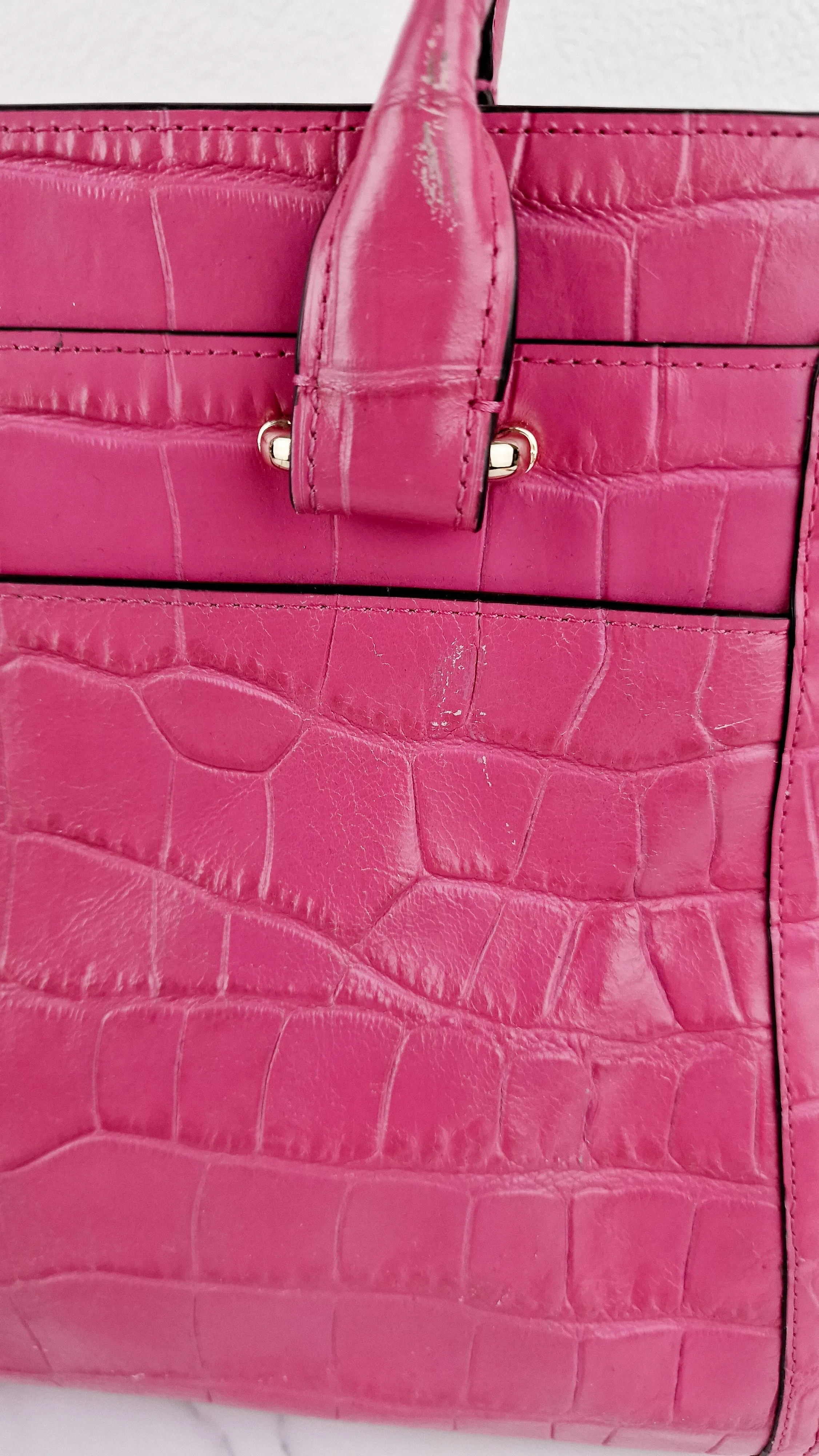 Coach Swagger Frame Bag in Pink Croc Embossed Leather - Handbag Crossbody Bag - Coach 37998