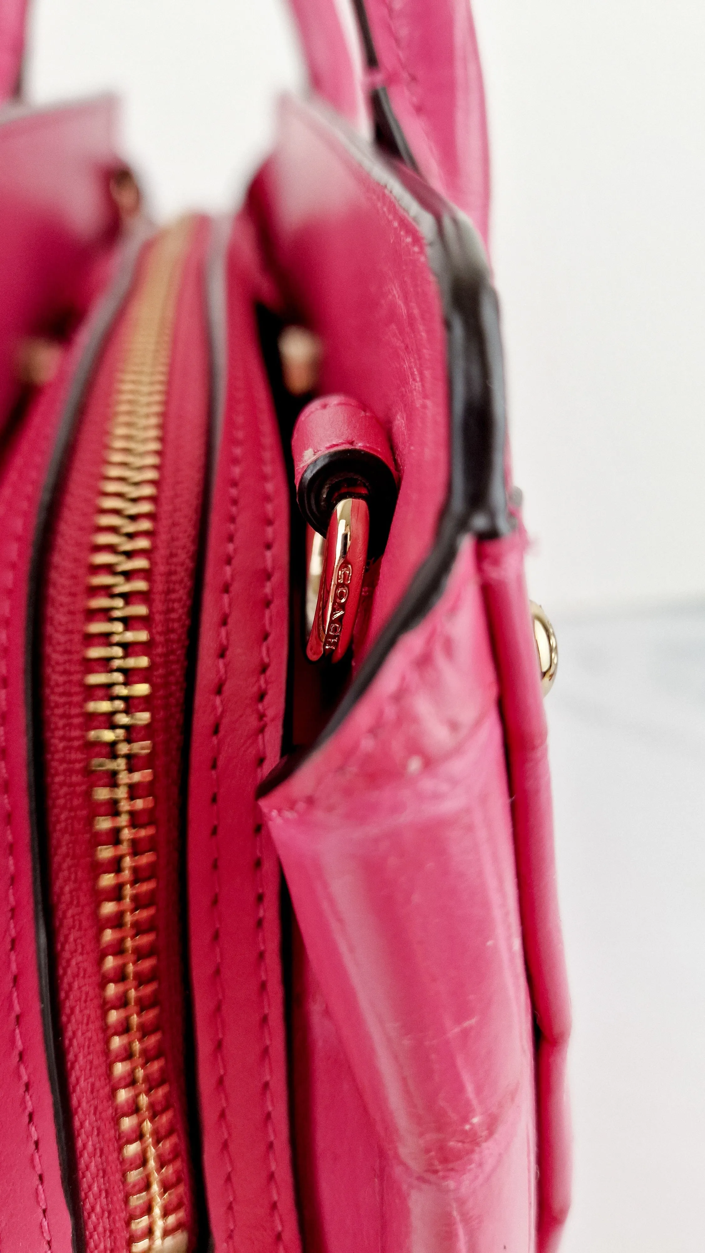 Coach Swagger Frame Bag in Pink Croc Embossed Leather - Handbag Crossbody Bag - Coach 37998