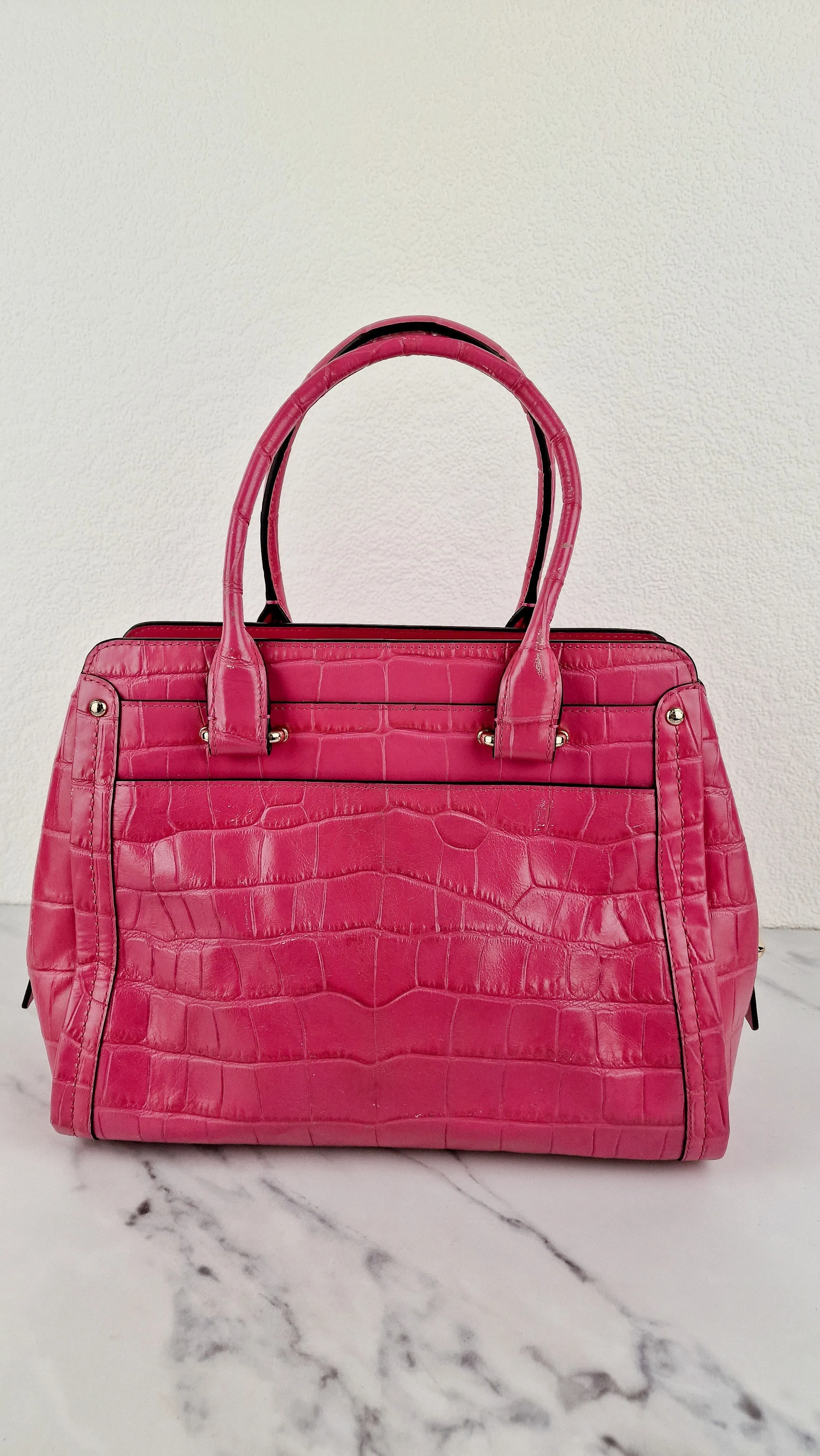 Coach Swagger Frame Bag in Pink Croc Embossed Leather - Handbag Crossbody Bag - Coach 37998