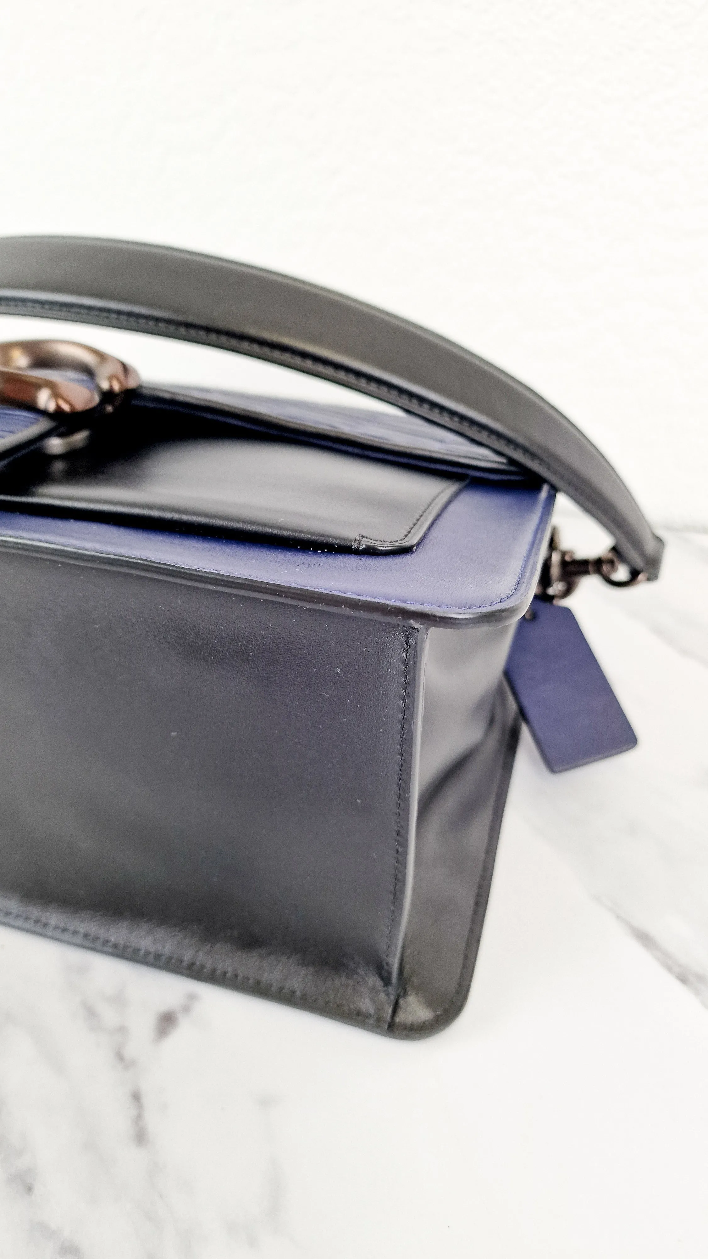 Coach Tabby Sample Bag with Ruched Pleating in Cadet Blue and Black Leather - Handbag