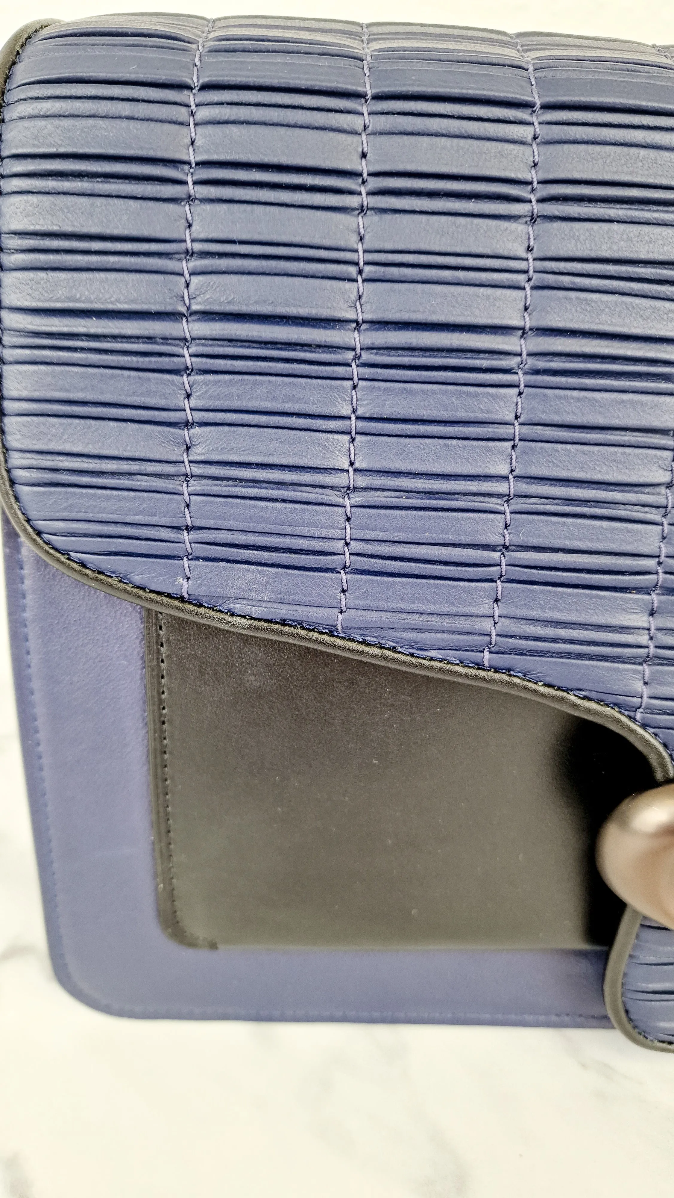 Coach Tabby Sample Bag with Ruched Pleating in Cadet Blue and Black Leather - Handbag