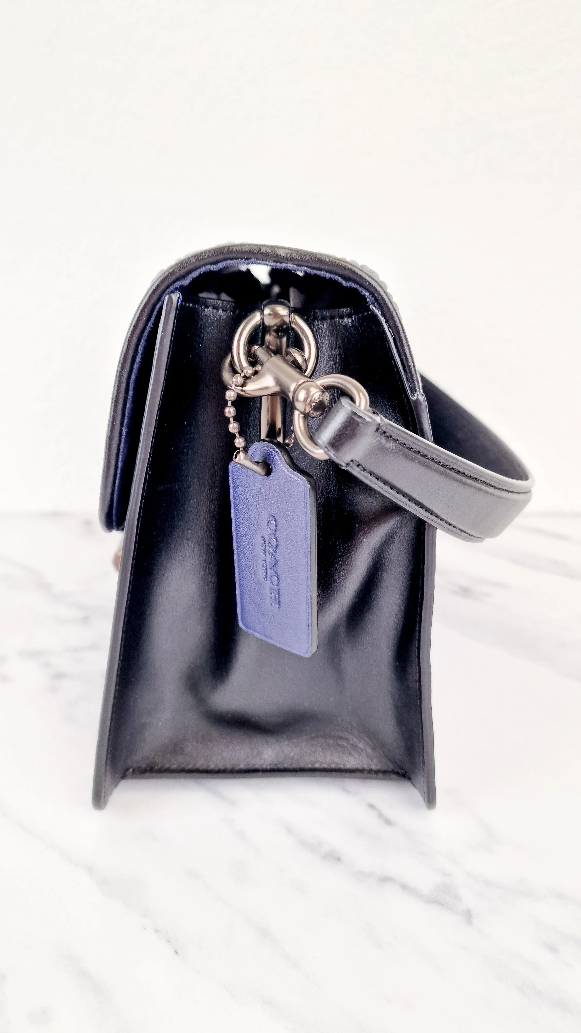 Coach Tabby Sample Bag with Ruched Pleating in Cadet Blue and Black Leather - Handbag