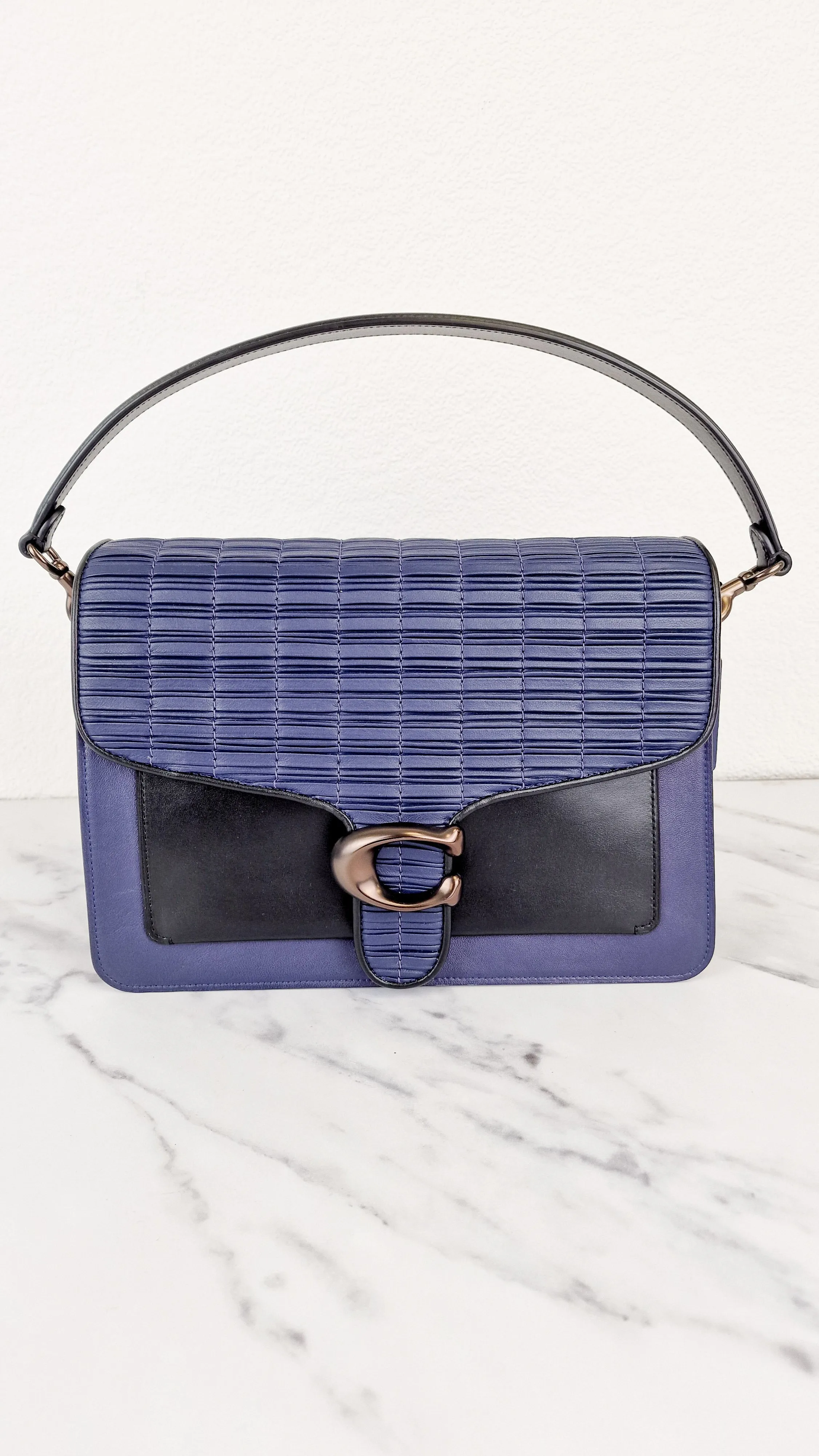 Coach Tabby Sample Bag with Ruched Pleating in Cadet Blue and Black Leather - Handbag