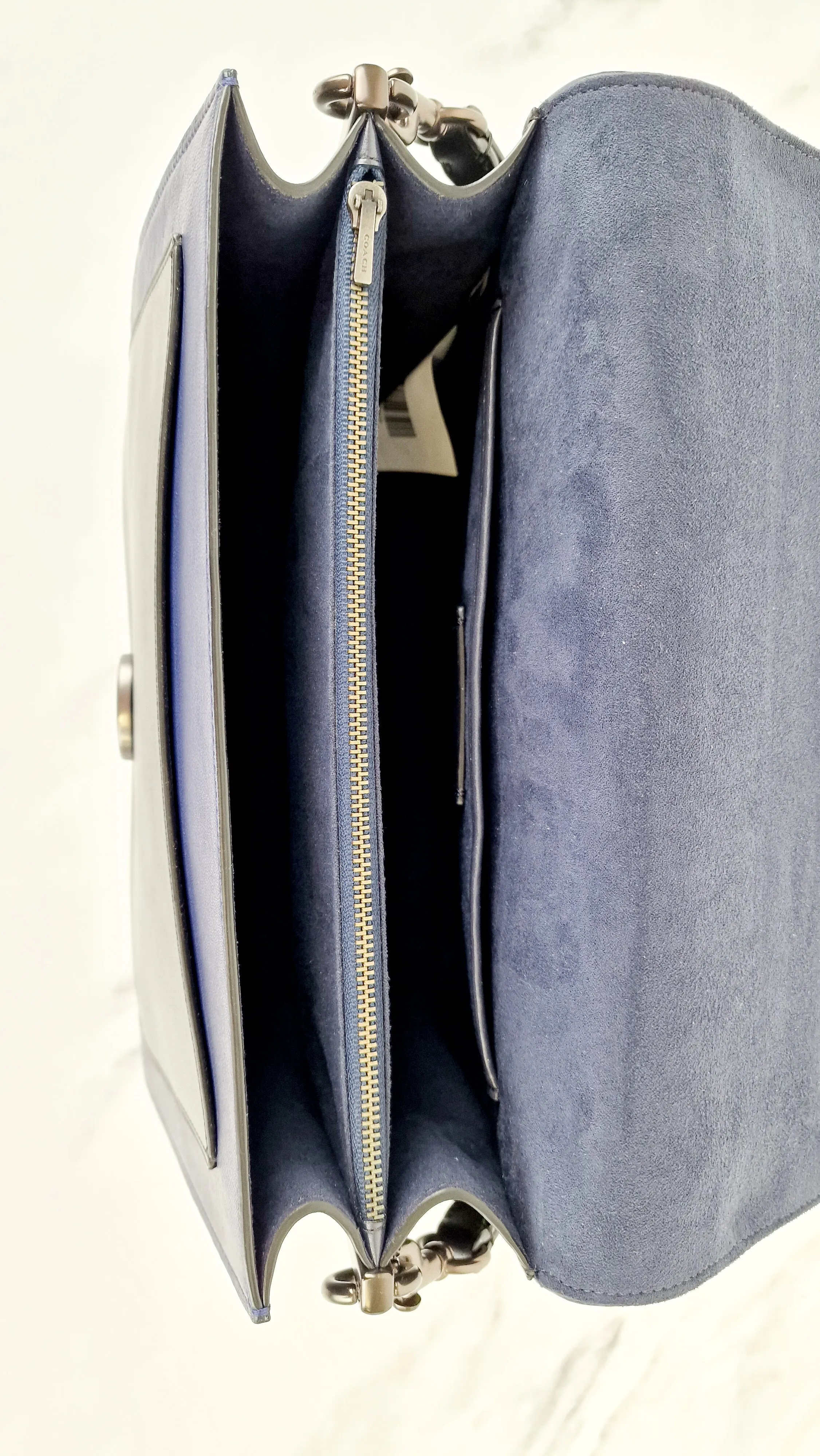 Coach Tabby Sample Bag with Ruched Pleating in Cadet Blue and Black Leather - Handbag
