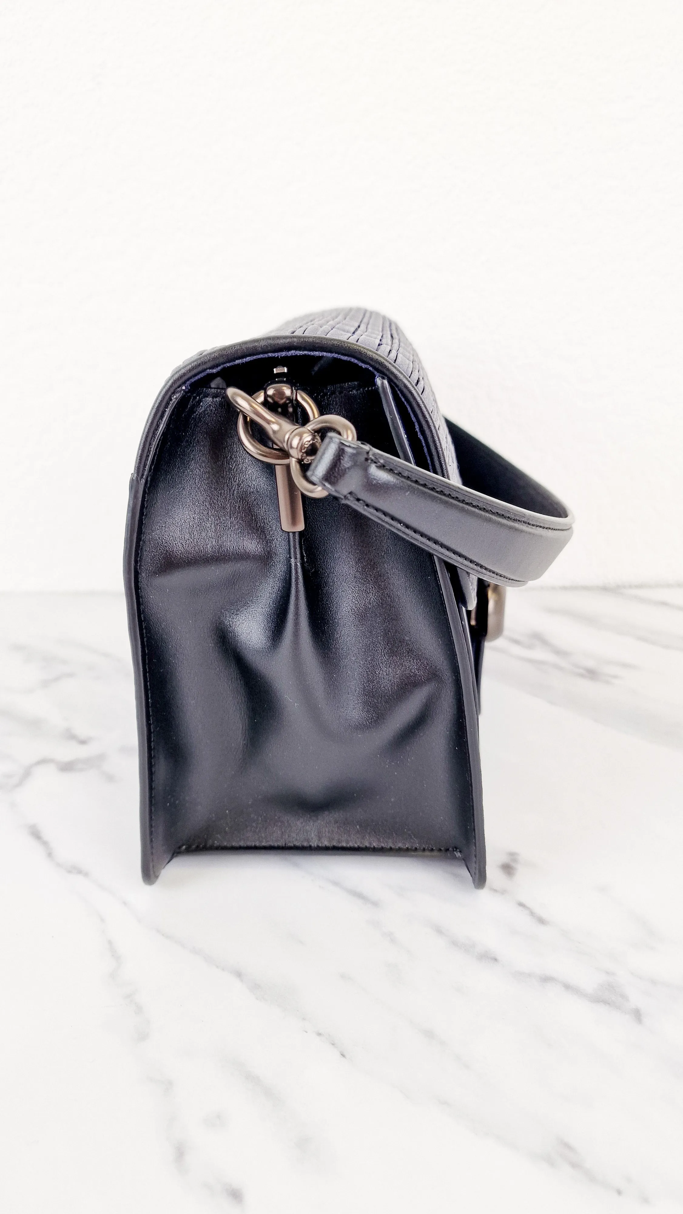 Coach Tabby Sample Bag with Ruched Pleating in Cadet Blue and Black Leather - Handbag
