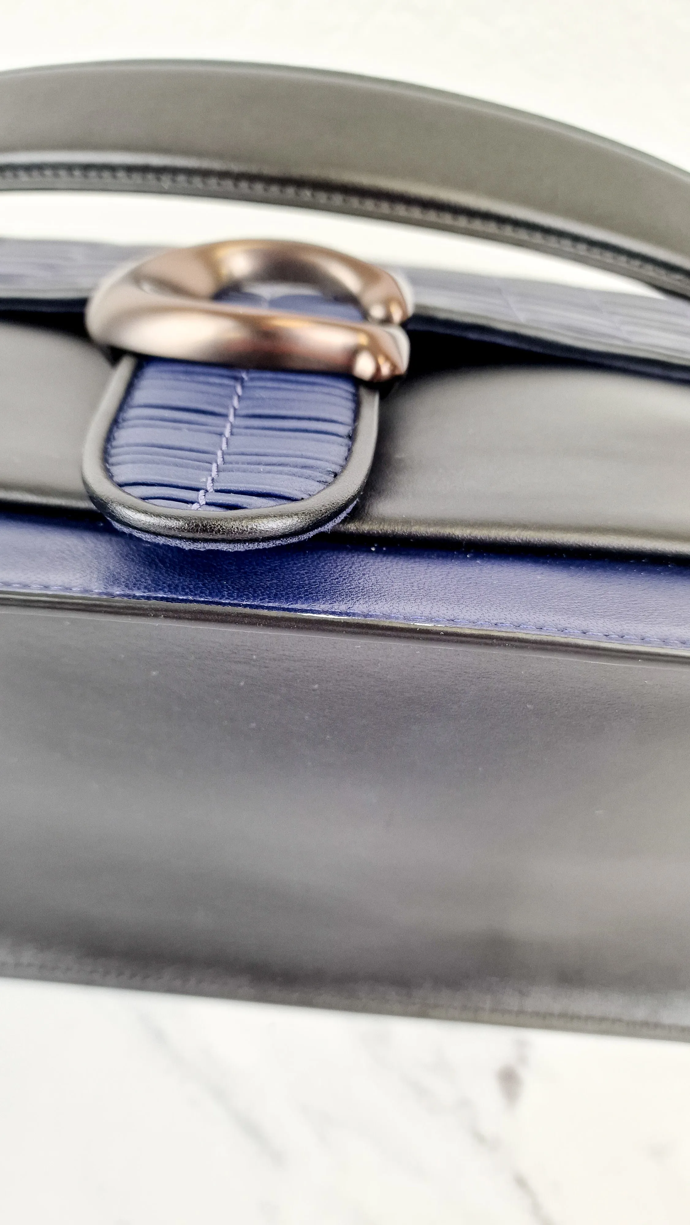 Coach Tabby Sample Bag with Ruched Pleating in Cadet Blue and Black Leather - Handbag