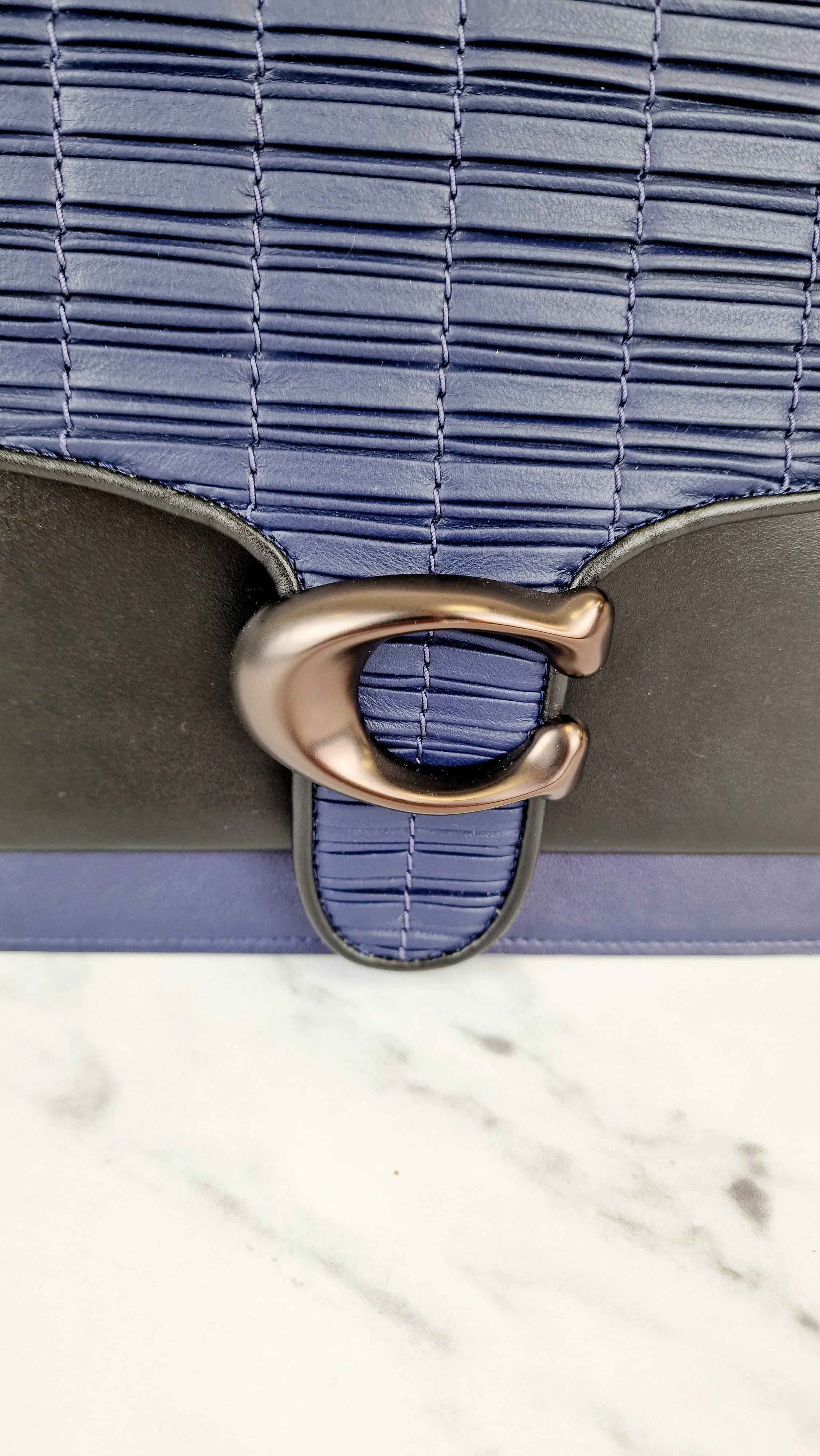 Coach Tabby Sample Bag with Ruched Pleating in Cadet Blue and Black Leather - Handbag