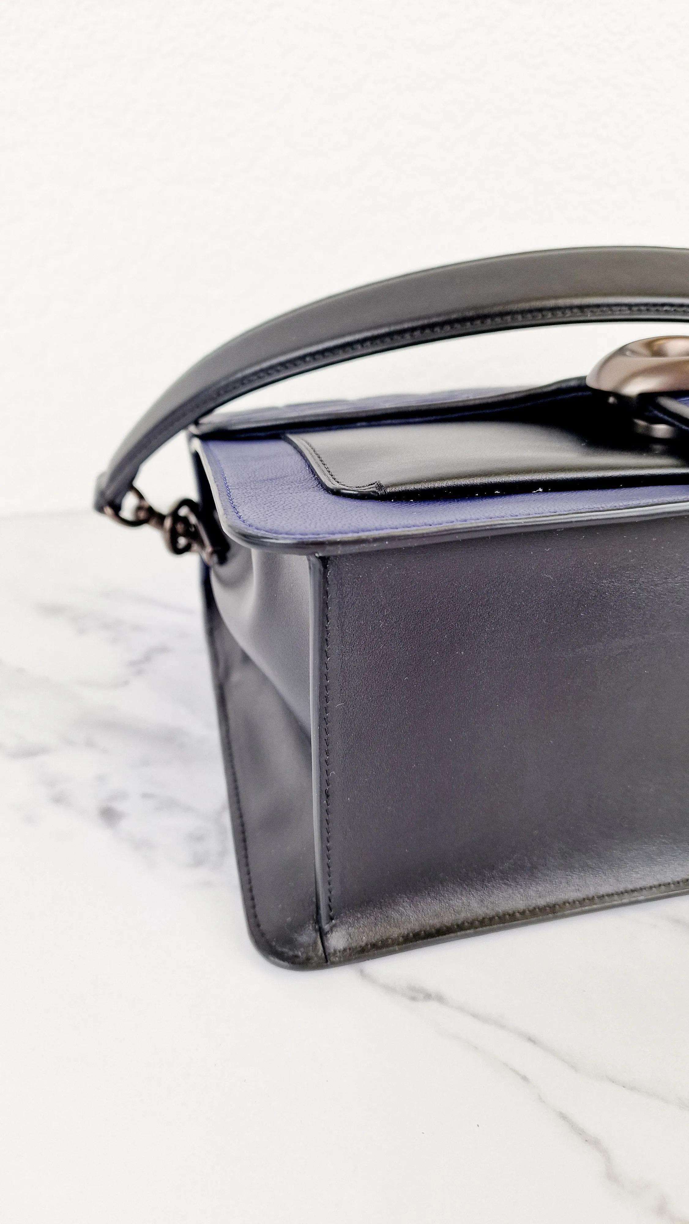 Coach Tabby Sample Bag with Ruched Pleating in Cadet Blue and Black Leather - Handbag