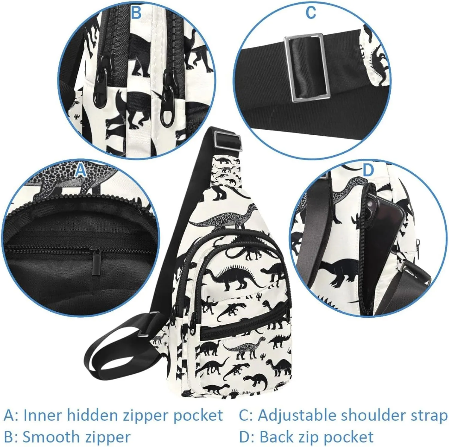 Crossbody Bags for Women Cross Body Bag for Woman Sling Bag Crossbody Bag Dinosaur Silhouette (32) Sling Backpack Travel