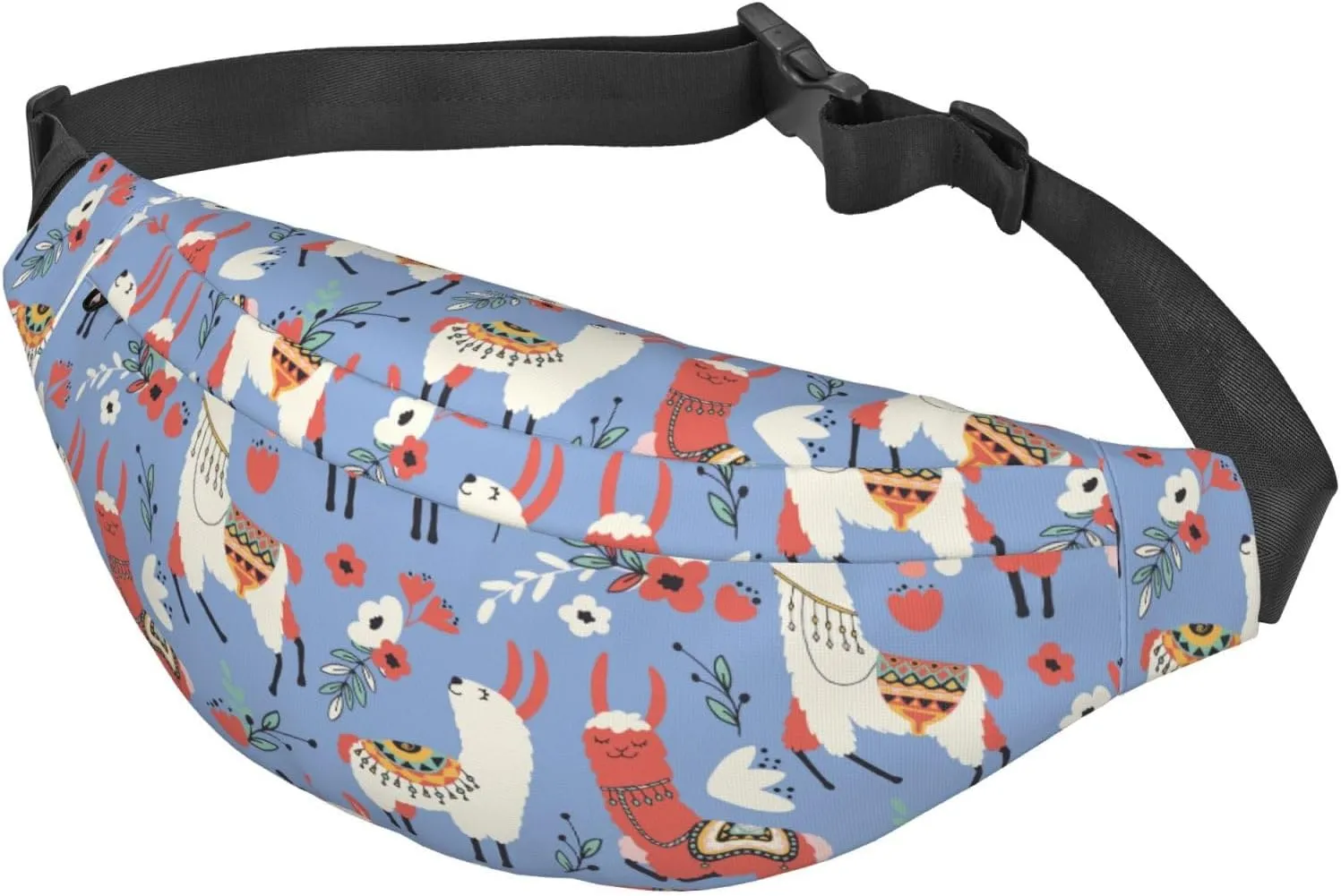 Fanny Pack for Women Men,Cute Llama Large Crossbody Waist Pack Belt Bag for Workout Hiking Running Travel, Onesize