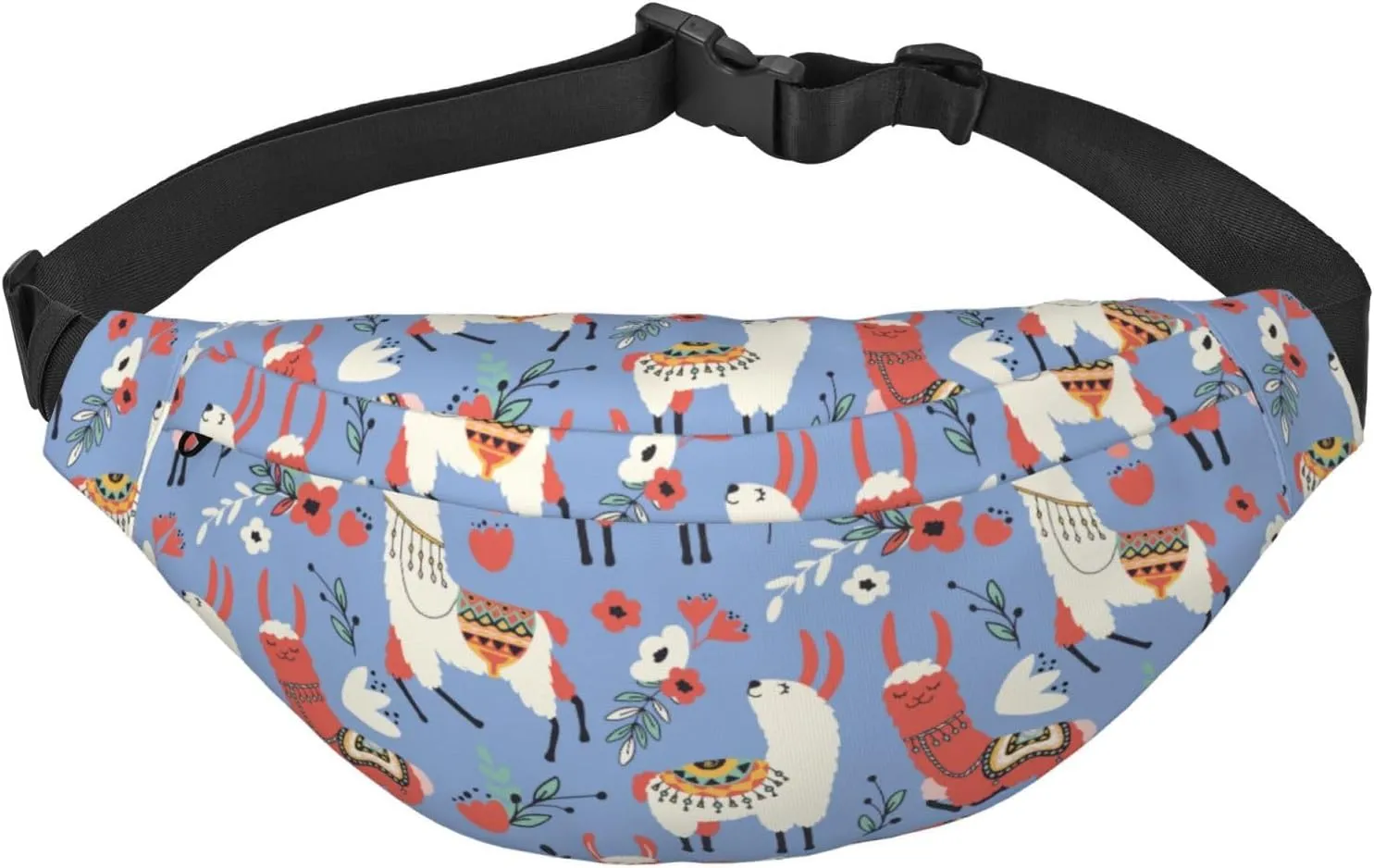 Fanny Pack for Women Men,Cute Llama Large Crossbody Waist Pack Belt Bag for Workout Hiking Running Travel, Onesize