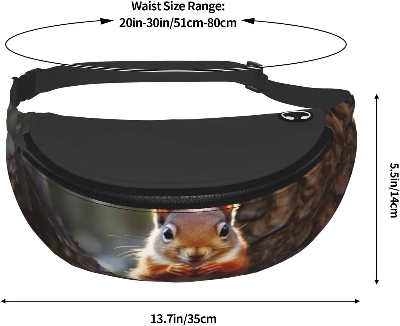 Funny Squirrel Print Fanny Pack/Waist Bag For Festival Rave Hiking Running Cycling
