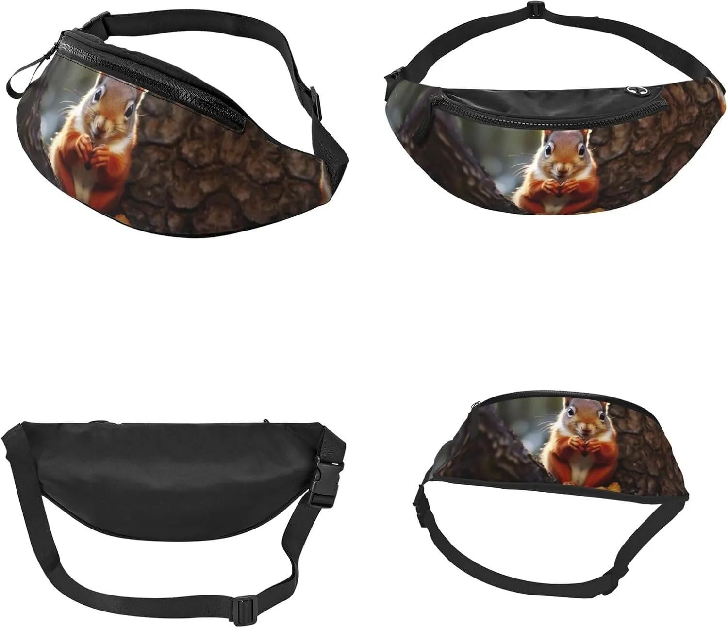 Funny Squirrel Print Fanny Pack/Waist Bag For Festival Rave Hiking Running Cycling