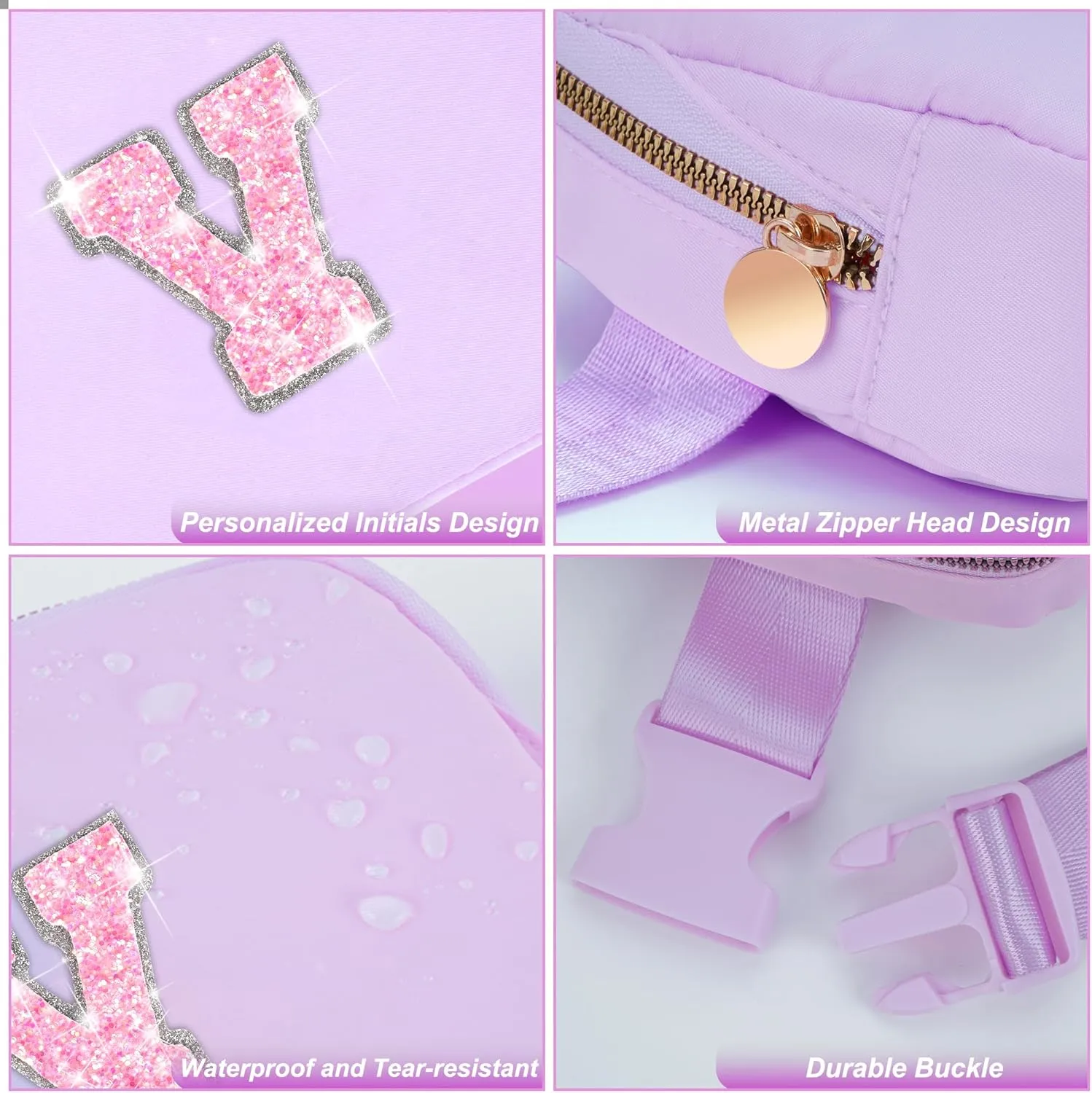 Gifts for Girls Teens Kids - Birthday Gifts for Daughter Sister Her,Teen Girl Essentials,Travel Essentials,Cute Teen Trendy Stuff Waist Packs Belt Bag Crossbody Bag | Lavender,Initial V