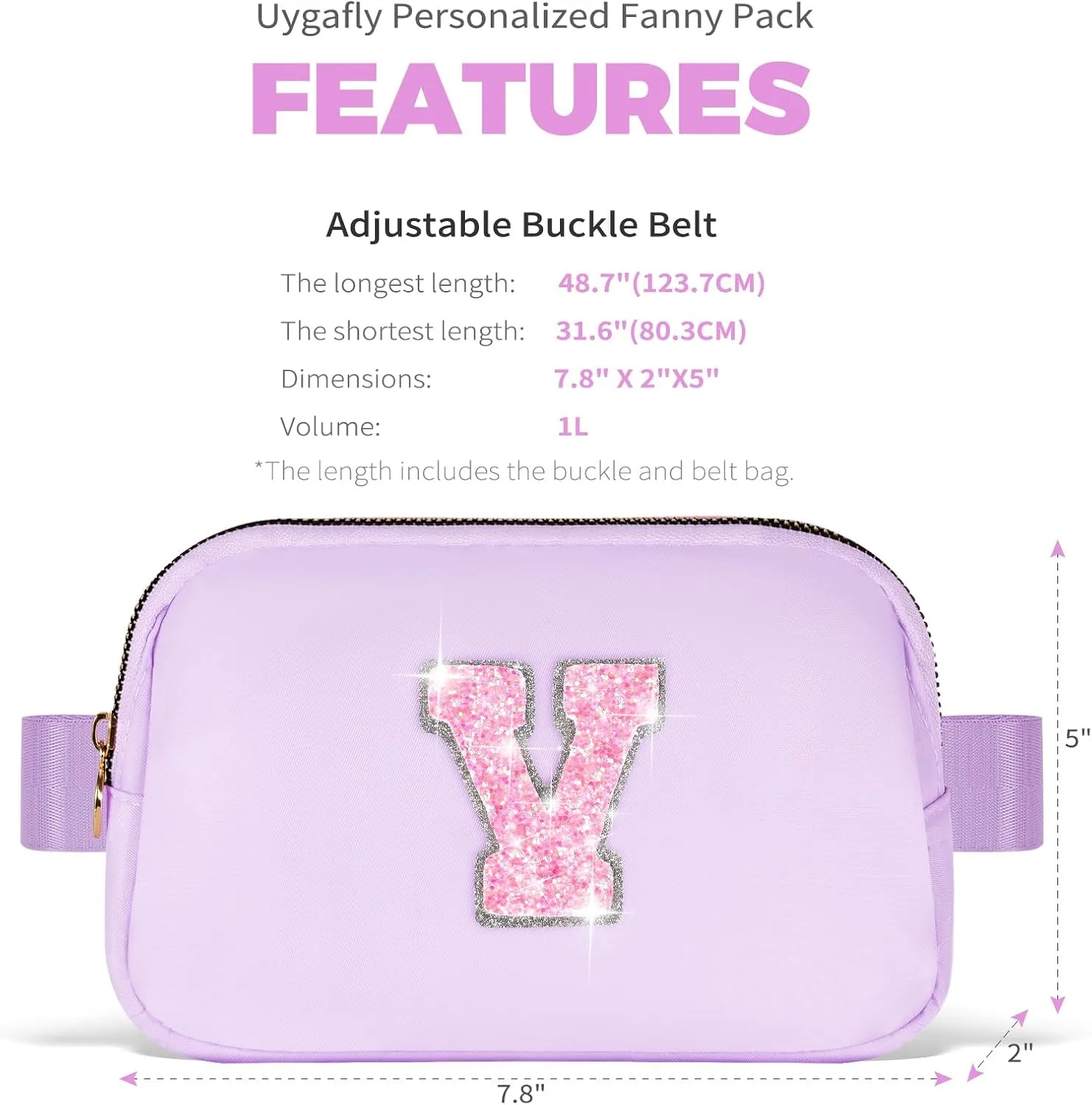 Gifts for Girls Teens Kids - Birthday Gifts for Daughter Sister Her,Teen Girl Essentials,Travel Essentials,Cute Teen Trendy Stuff Waist Packs Belt Bag Crossbody Bag | Lavender,Initial V