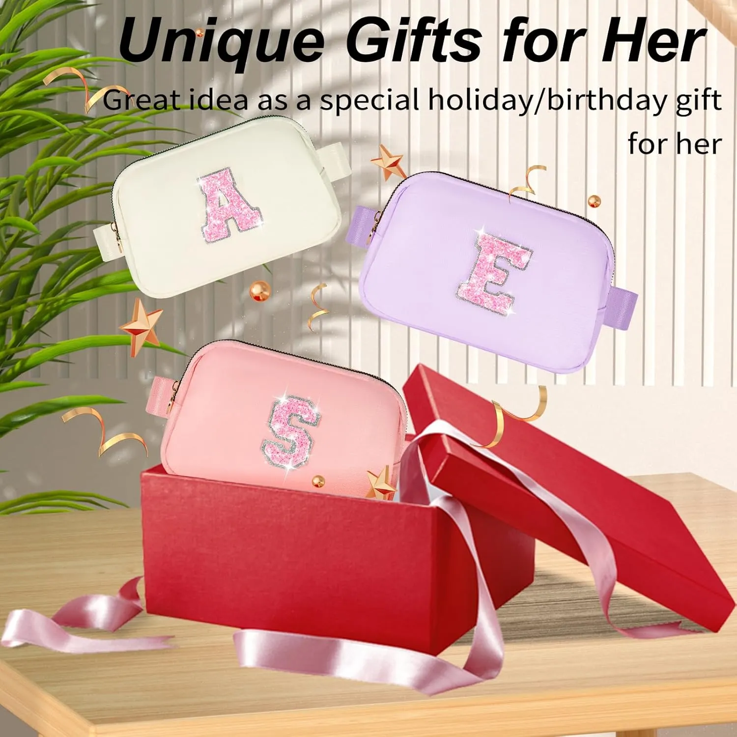 Gifts for Girls Teens Kids - Birthday Gifts for Daughter Sister Her,Teen Girl Essentials,Travel Essentials,Cute Teen Trendy Stuff Waist Packs Belt Bag Crossbody Bag | Lavender,Initial V