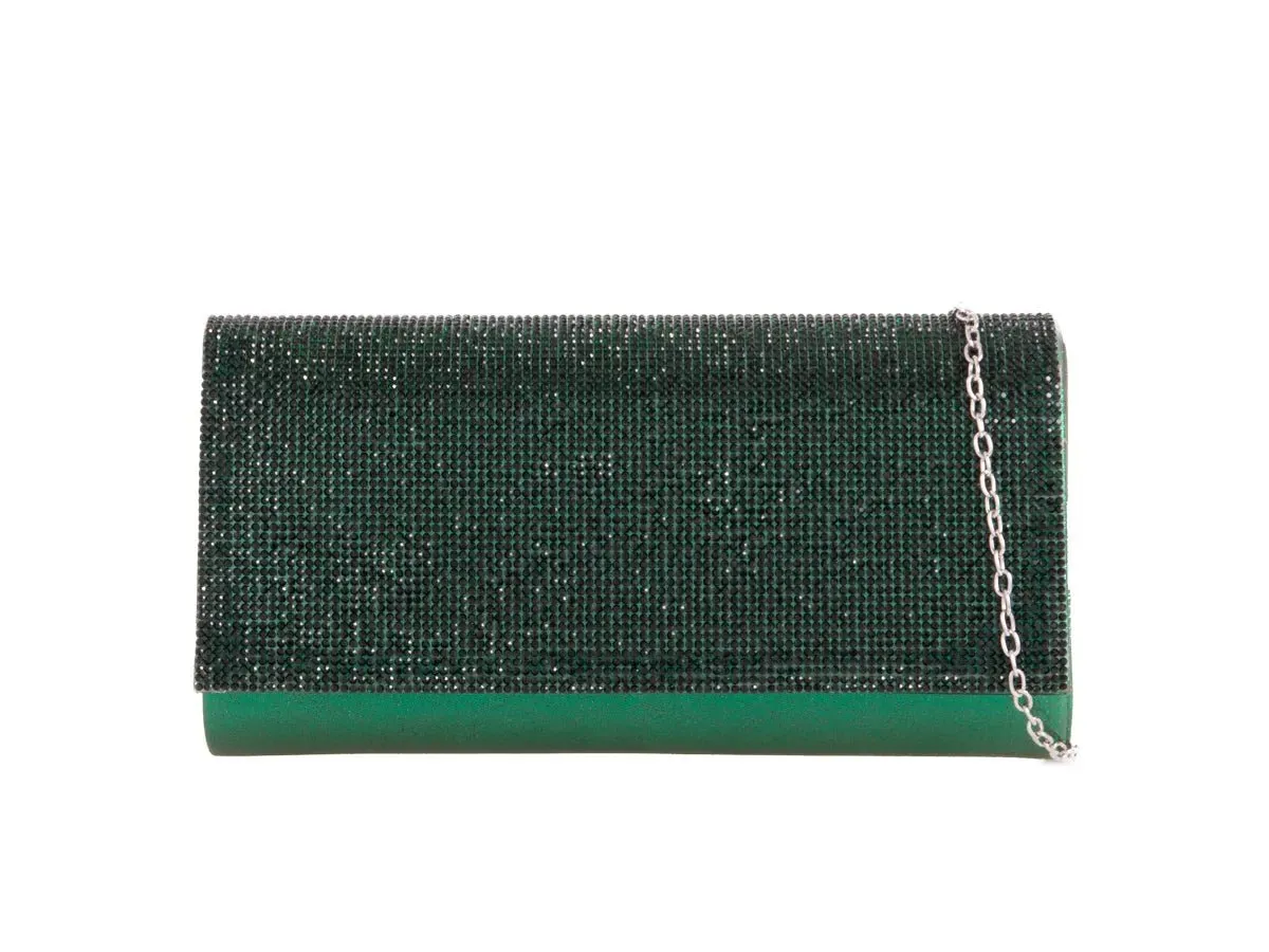 Green Diamante Jewelled Clutch Bag