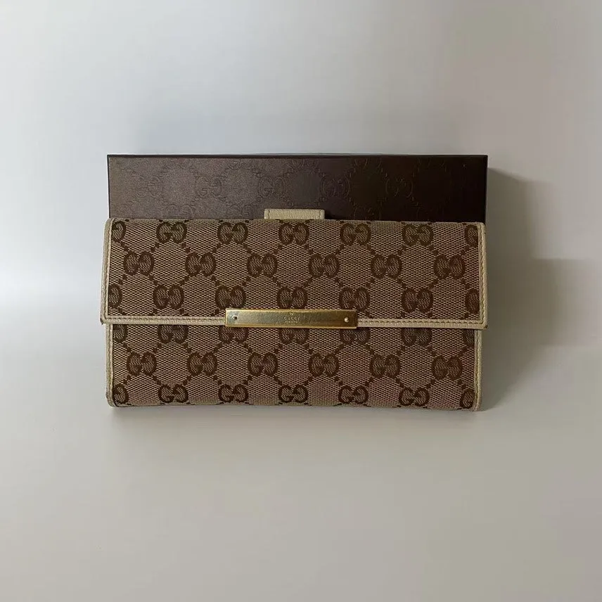 Gucci GG Supreme Beige Canvas Wallet