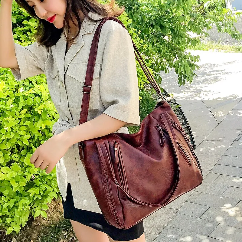 Gykaeo Luxury Handbags Women Bags Designer Vintage Tote Bag Ladies PU