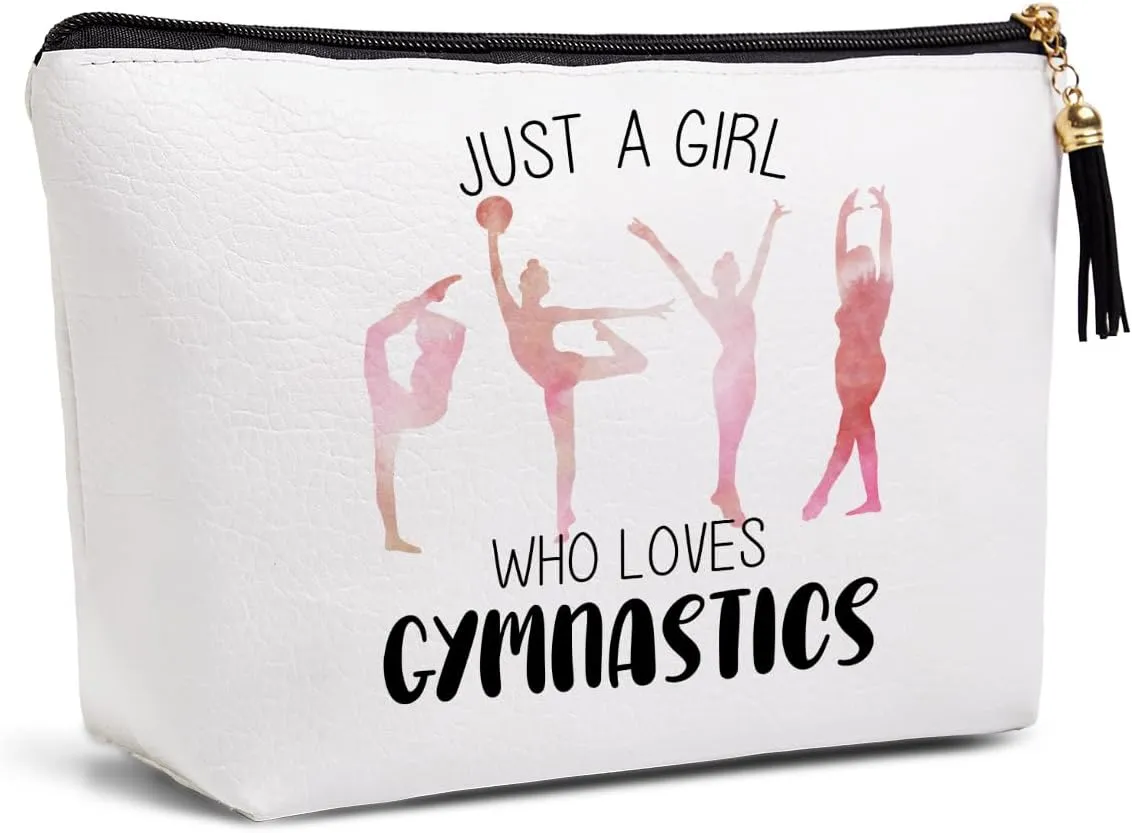 Gymnastics Gifts for Women Makeup Bag Gymnastics Coach Bag Gymnastics Stuff Funny Gymnastics Accessories Gifts for Women Girls Sisters Besties Waterproof PU Leather Gymnastics Cosmetic Bag