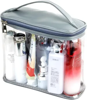 HAOGUAGUA Heavy Duty Leak Proof Clear Travel Bags for Toiletries, Transparent Makeup Cosmetic Bag with Zipper and Handle (1PCS Grey, Large)