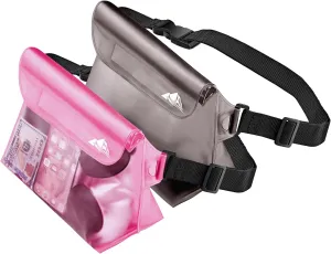 HEETA 2/3/4 Pack Waterproof Pouch with Waist Strap, Screen Touchable Dry Bag with Adjustable Belt for Phone Valuables for Kayaking, Swimming, Snorkeling, Boating, Fishing, Surfing & Beach