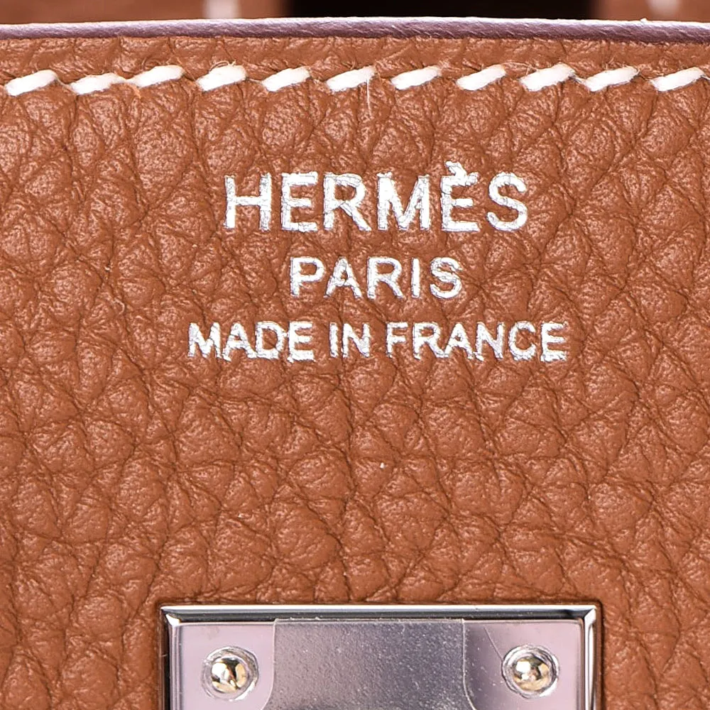Hermes Gold Togo Leather Palladium Plated Mini Birkin 25 Bag