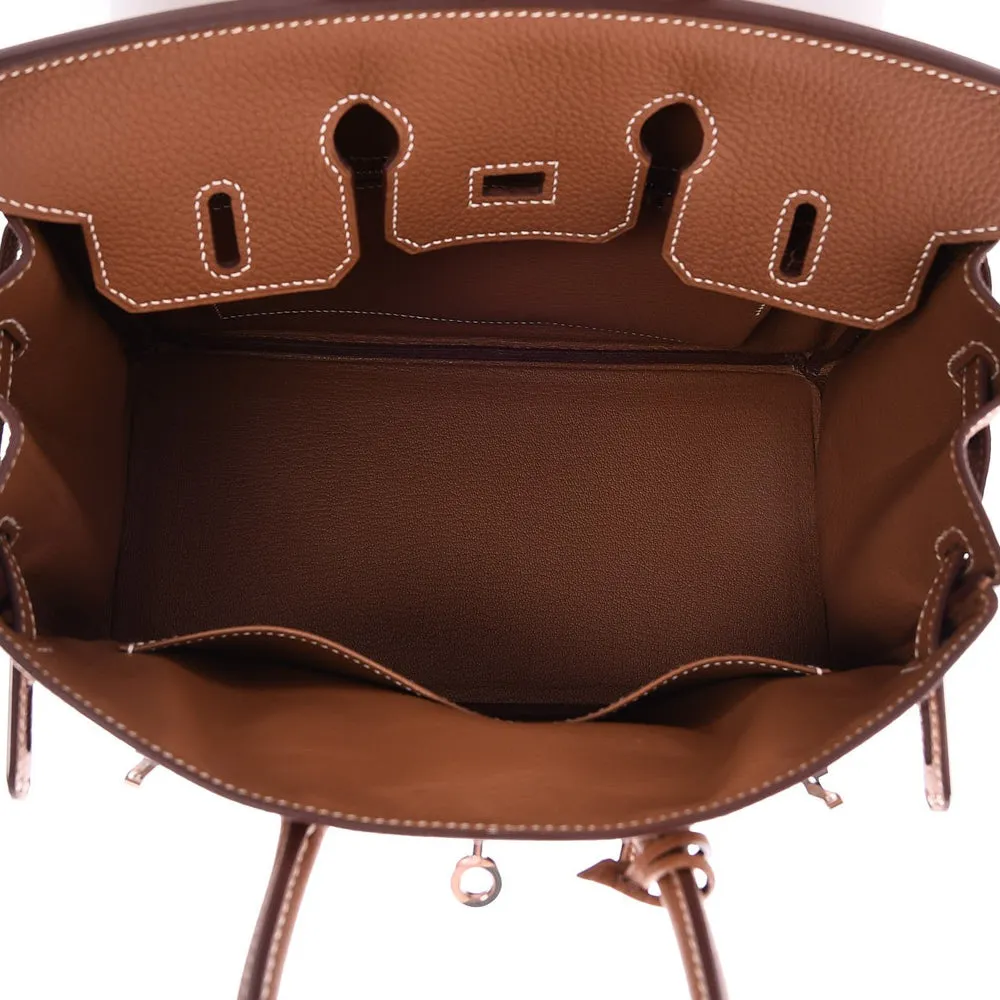 Hermes Gold Togo Leather Palladium Plated Mini Birkin 25 Bag