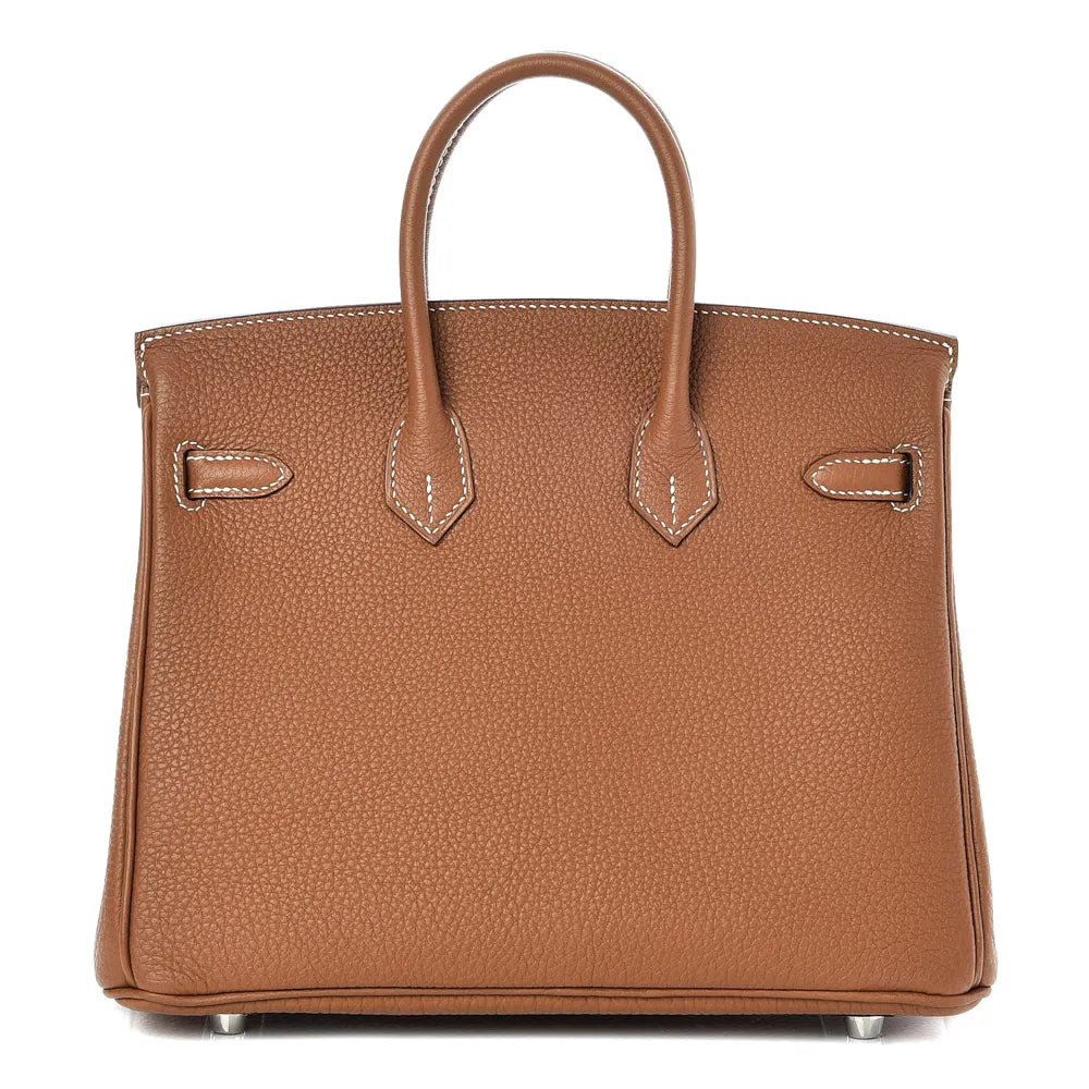 Hermes Gold Togo Leather Palladium Plated Mini Birkin 25 Bag