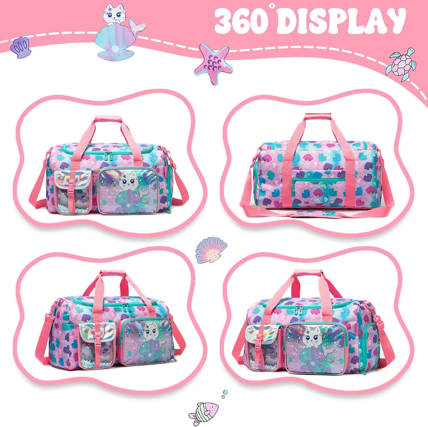 Kid's Luggage Set 3 Piece Suitcase Set 16" Hardside Luggage with Spinner Wheels Girls Boys Carry on Toddler Suitcase with Travel Duffle Bag Airline Approved