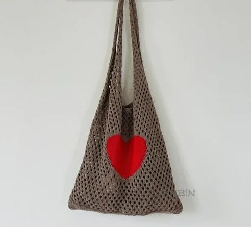 Knitted Women's Shoulder Bags Flowers Summer Beach Totes