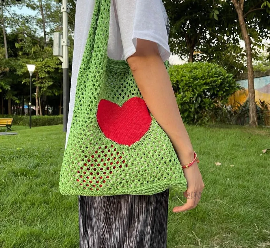 Knitted Women's Shoulder Bags Flowers Summer Beach Totes