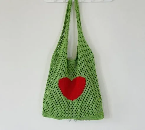 Knitted Women's Shoulder Bags Flowers Summer Beach Totes