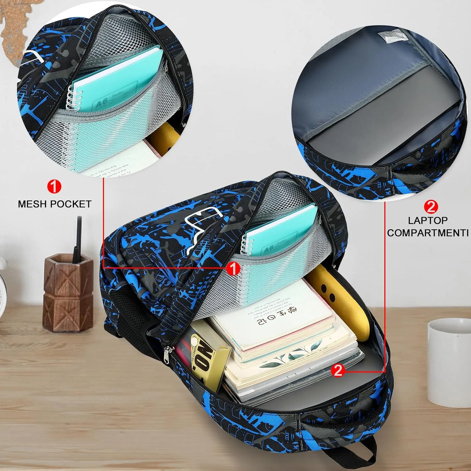 LEDAOU Backpack for Kids Boys Girls School Bags Teen Bookbags Set School Backpack with Lunch Box and Pencil Case