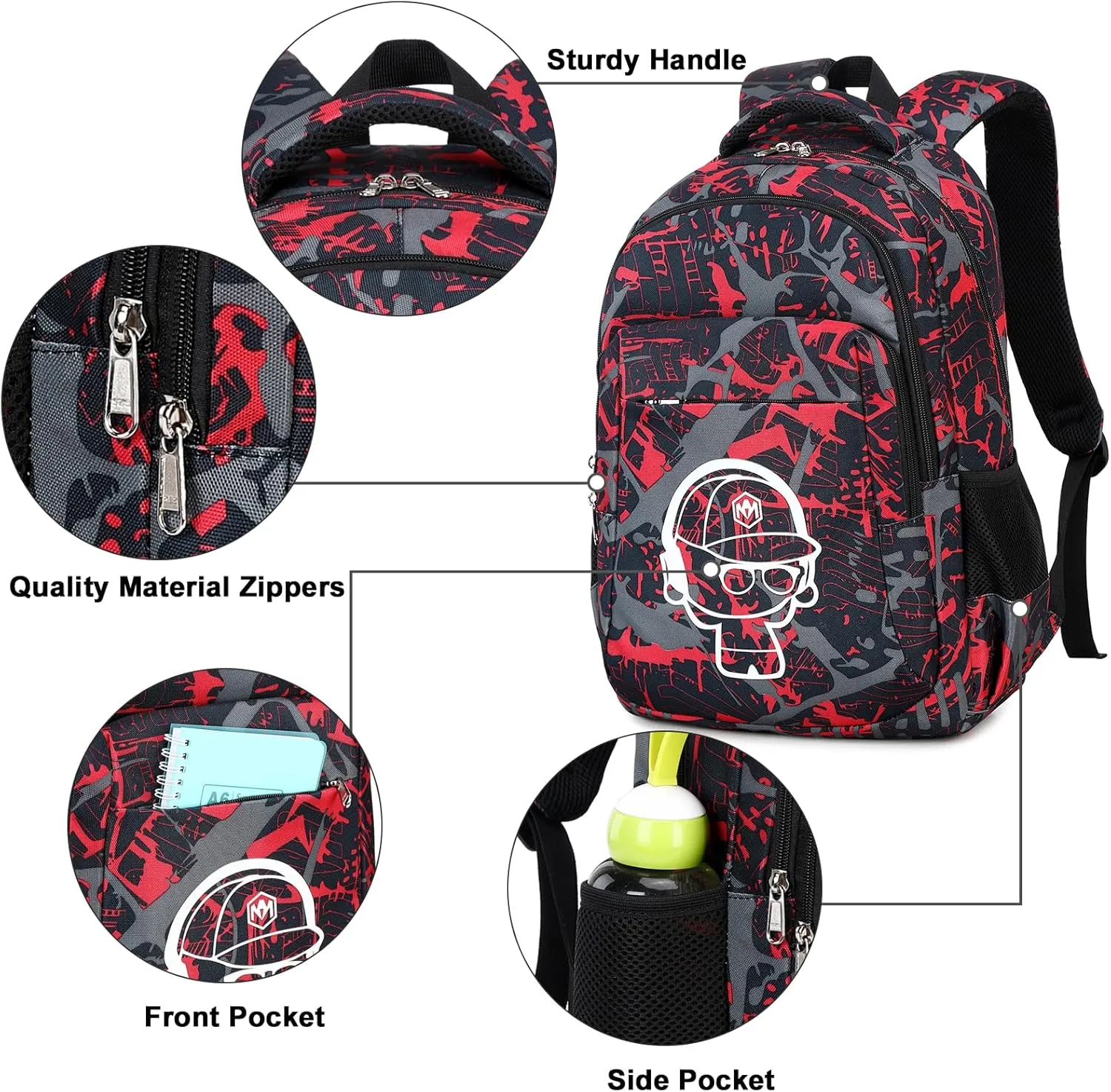 LEDAOU Backpack for Kids Boys Girls School Bags Teen Bookbags Set School Backpack with Lunch Box and Pencil Case