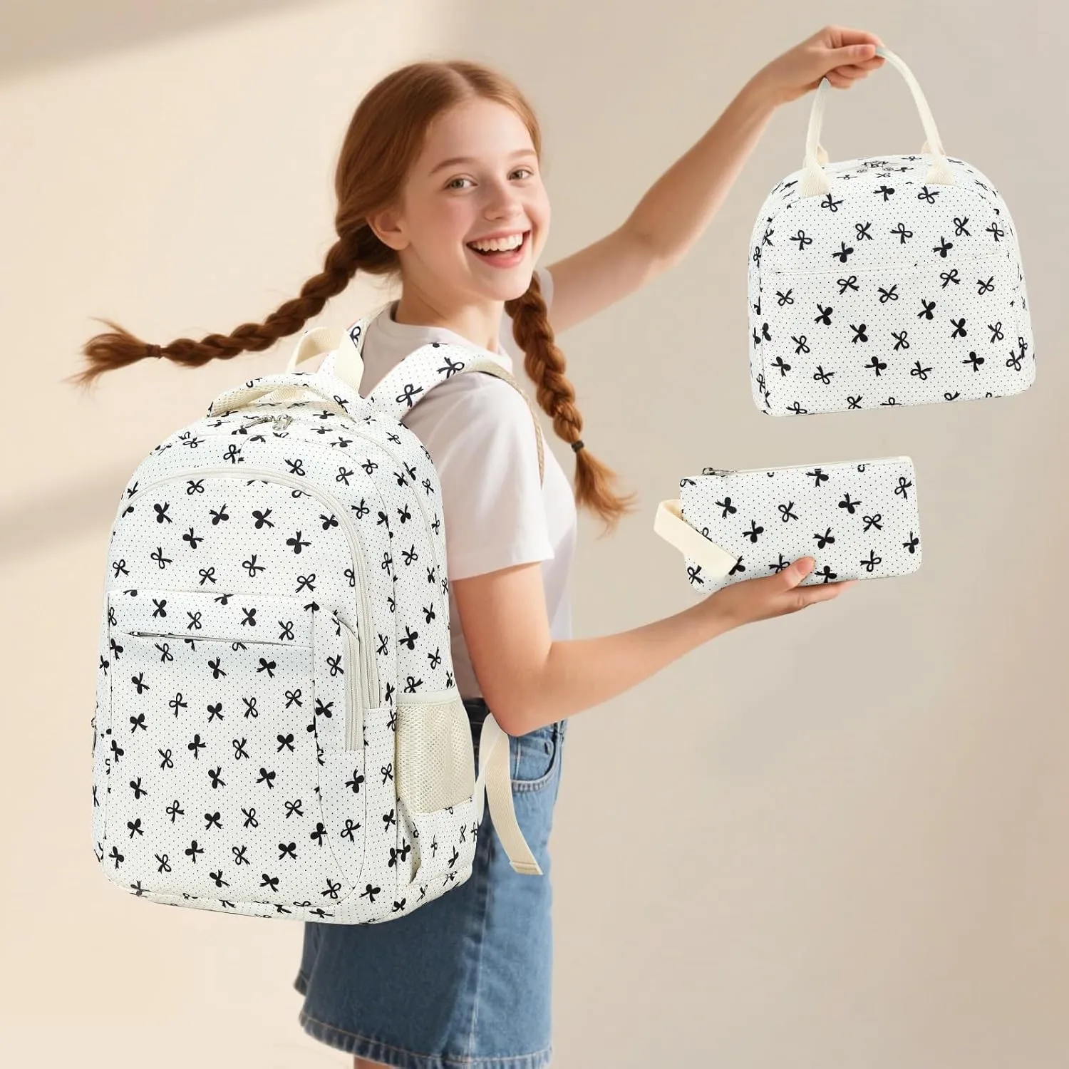 LEDAOU Backpack for Kids Boys Girls School Bags Teen Bookbags Set School Backpack with Lunch Box and Pencil Case