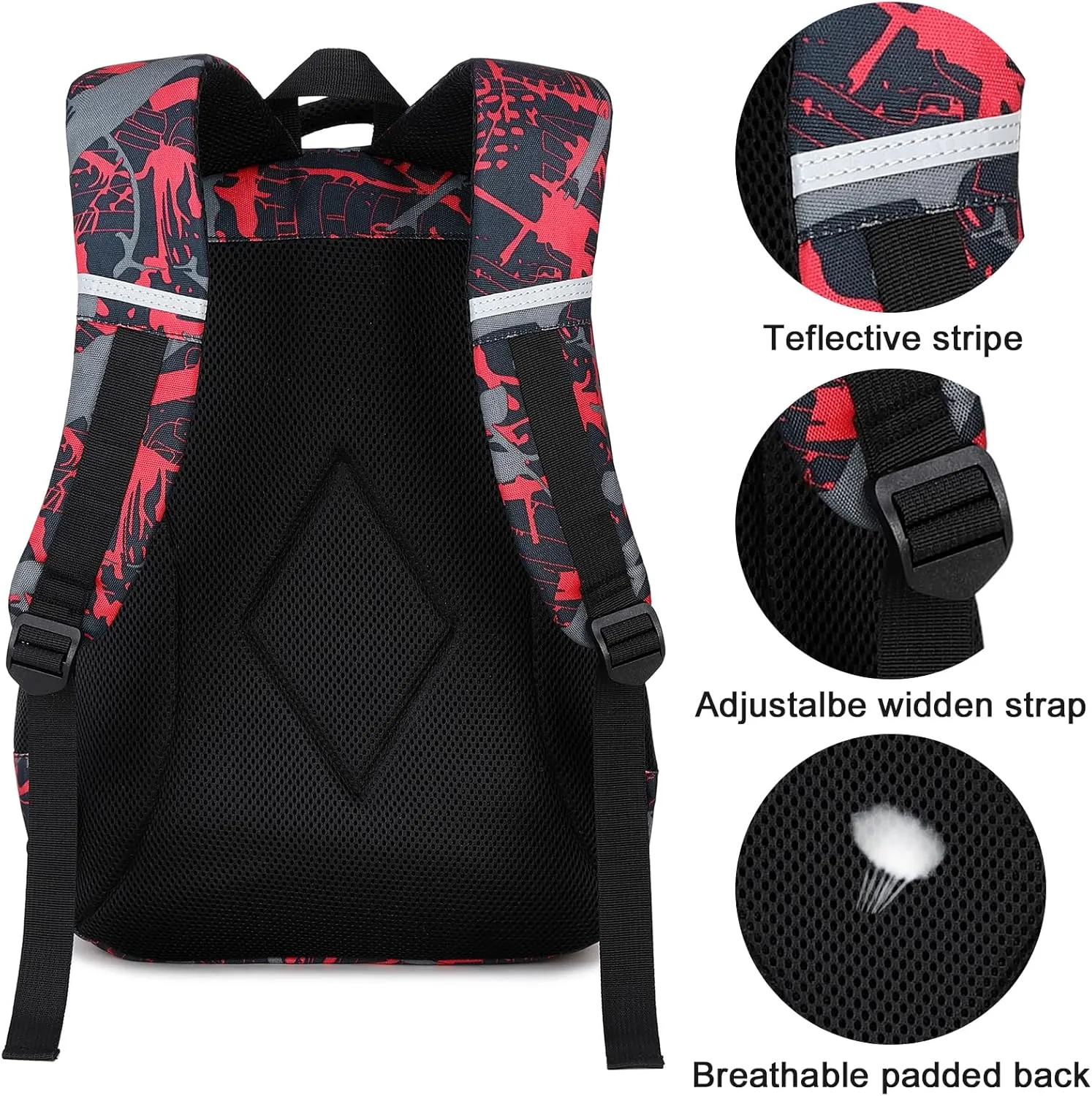 LEDAOU Backpack for Kids Boys Girls School Bags Teen Bookbags Set School Backpack with Lunch Box and Pencil Case