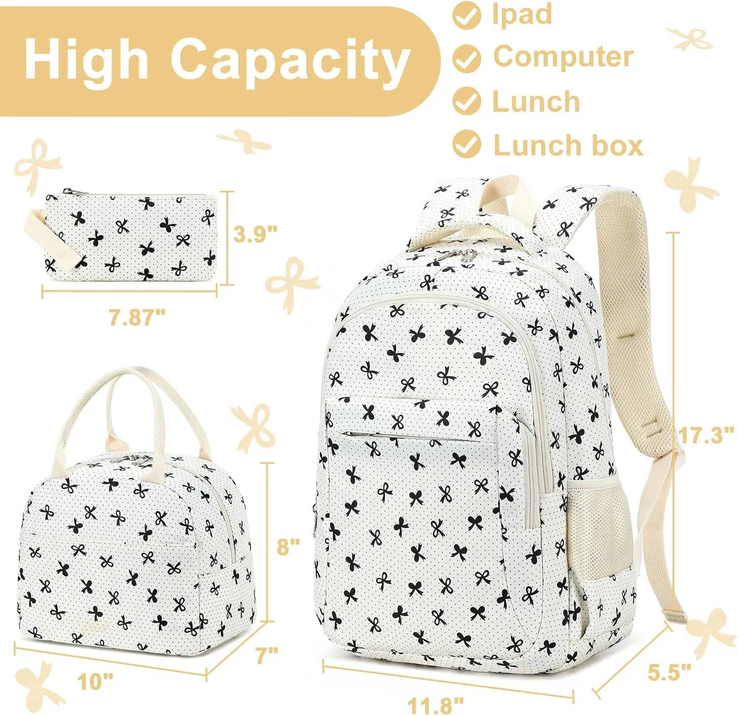 LEDAOU Backpack for Kids Boys Girls School Bags Teen Bookbags Set School Backpack with Lunch Box and Pencil Case