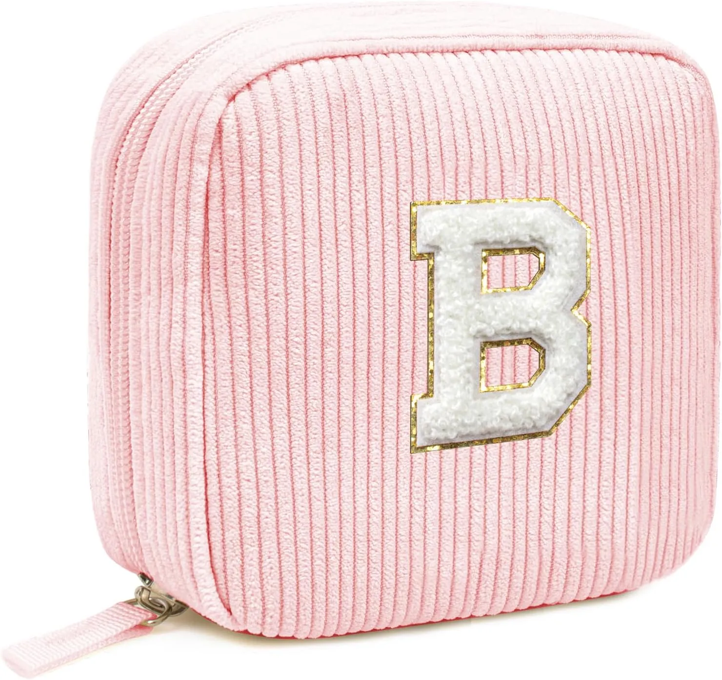 LETGO Birthday Gifts for Women Small Personalized Initial Monogram Makeup Bag,Preppy Corduroy Makeup Bags Travel Toiletry Bag Cute Pouch Purse for Her Mom Girlfriend Wife Sister Teacher Bridesmaid