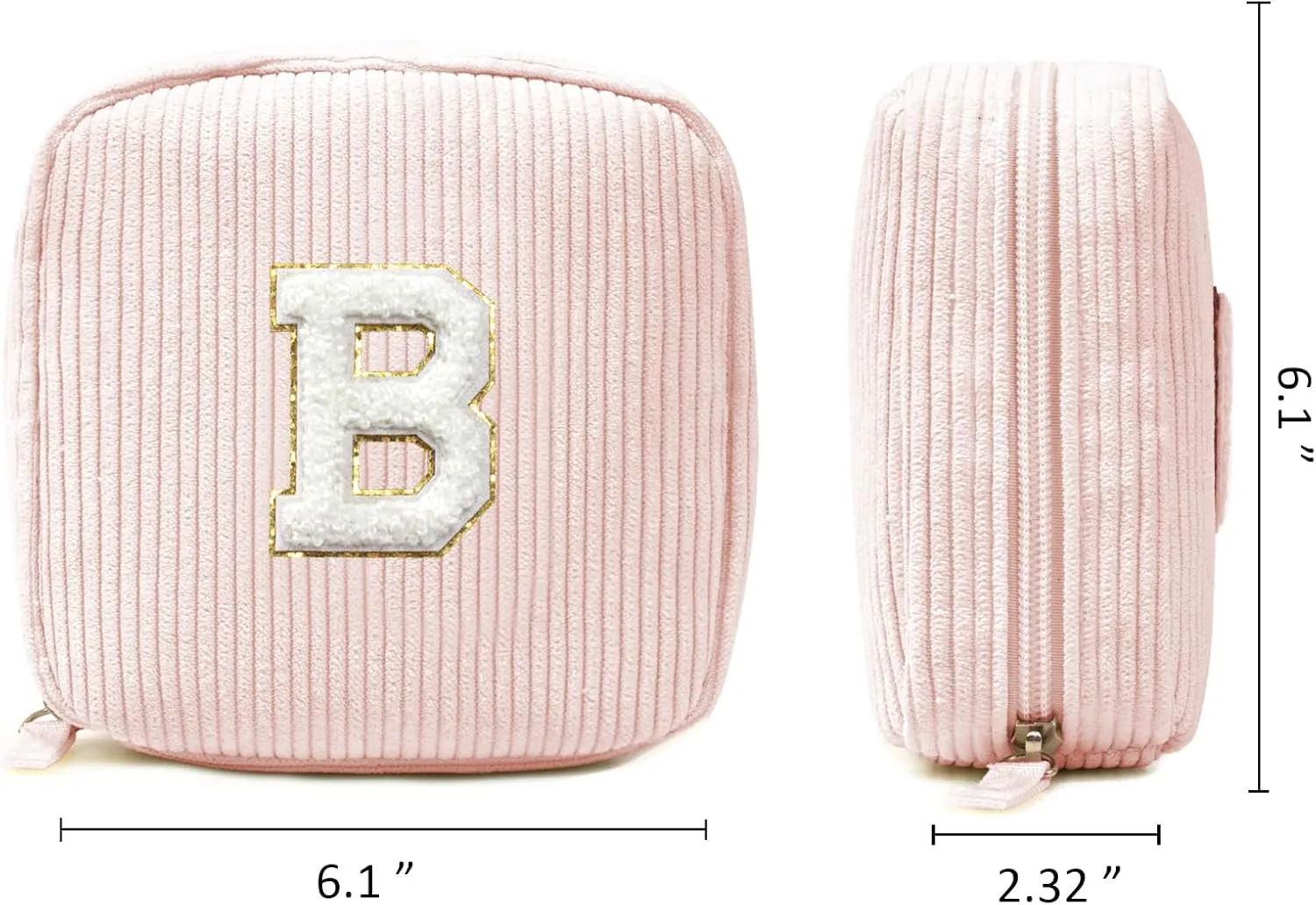 LETGO Birthday Gifts for Women Small Personalized Initial Monogram Makeup Bag,Preppy Corduroy Makeup Bags Travel Toiletry Bag Cute Pouch Purse for Her Mom Girlfriend Wife Sister Teacher Bridesmaid