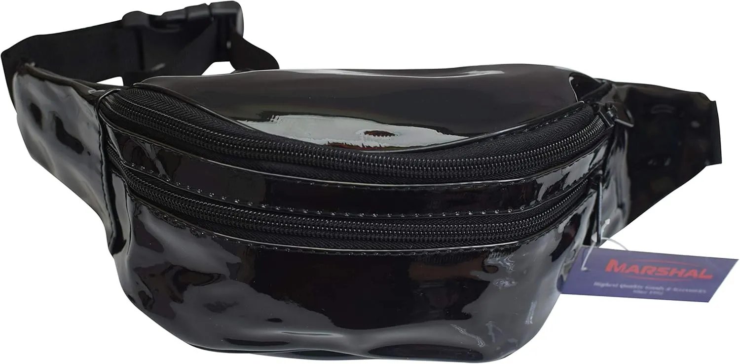 Marshal Holographic Rave Fanny Pack - Packs for festival women, men | Cute Fashion Waist Bag Belt Bags (Black)
