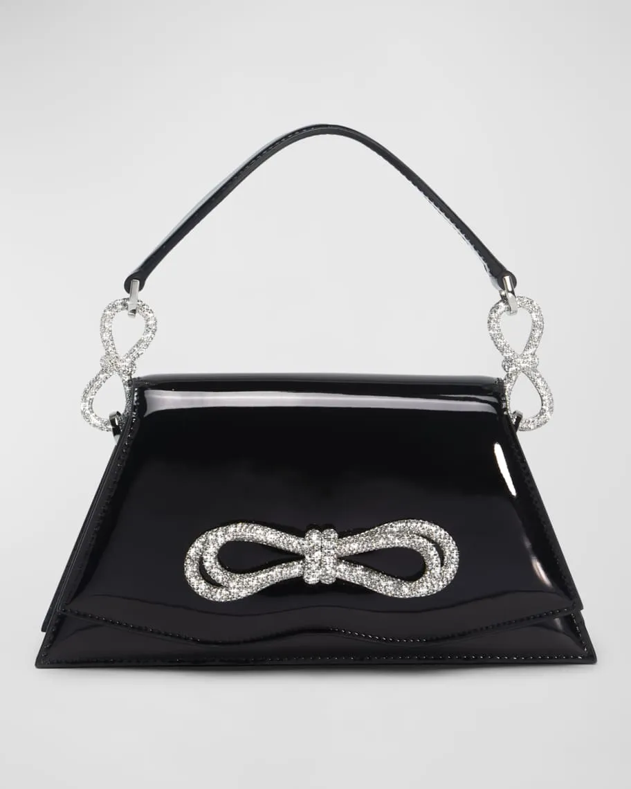 Medium Samantha patent bag with two bows and top handle MACH & MACH