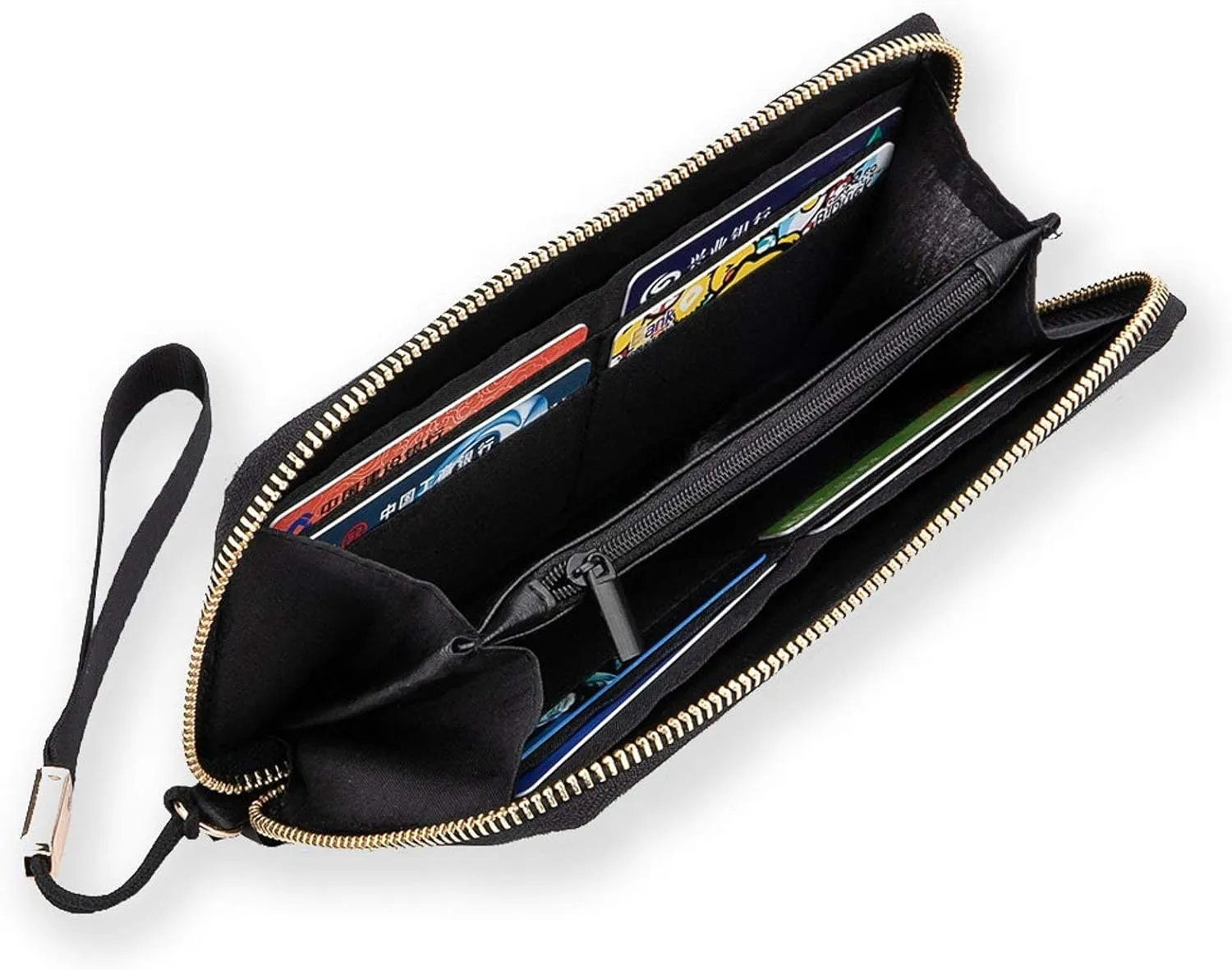 Mid Century Drop Shapes in Tones Long Clutch Wallet, Long Handbag with Removable Wristlet Strap, PU Leather Zip Purse, Credit Pass Case Card-Holder for Men Women