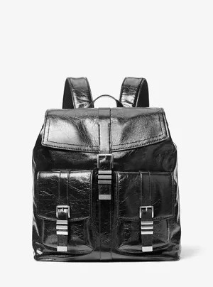 MK Darrington Large Crackled Leather Backpack - Black - Michael Kors